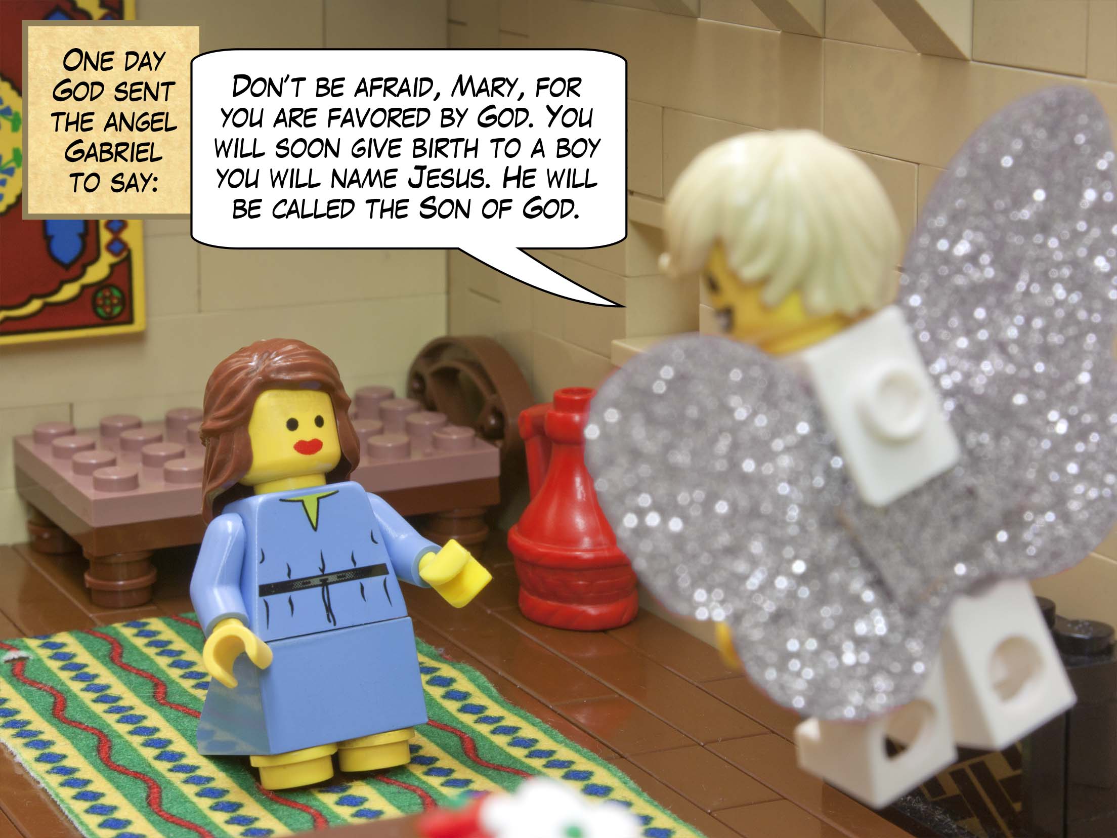 ...to a virgin engaged to a man named Joseph, who was descended from King David. The virgin’s name was Mary.