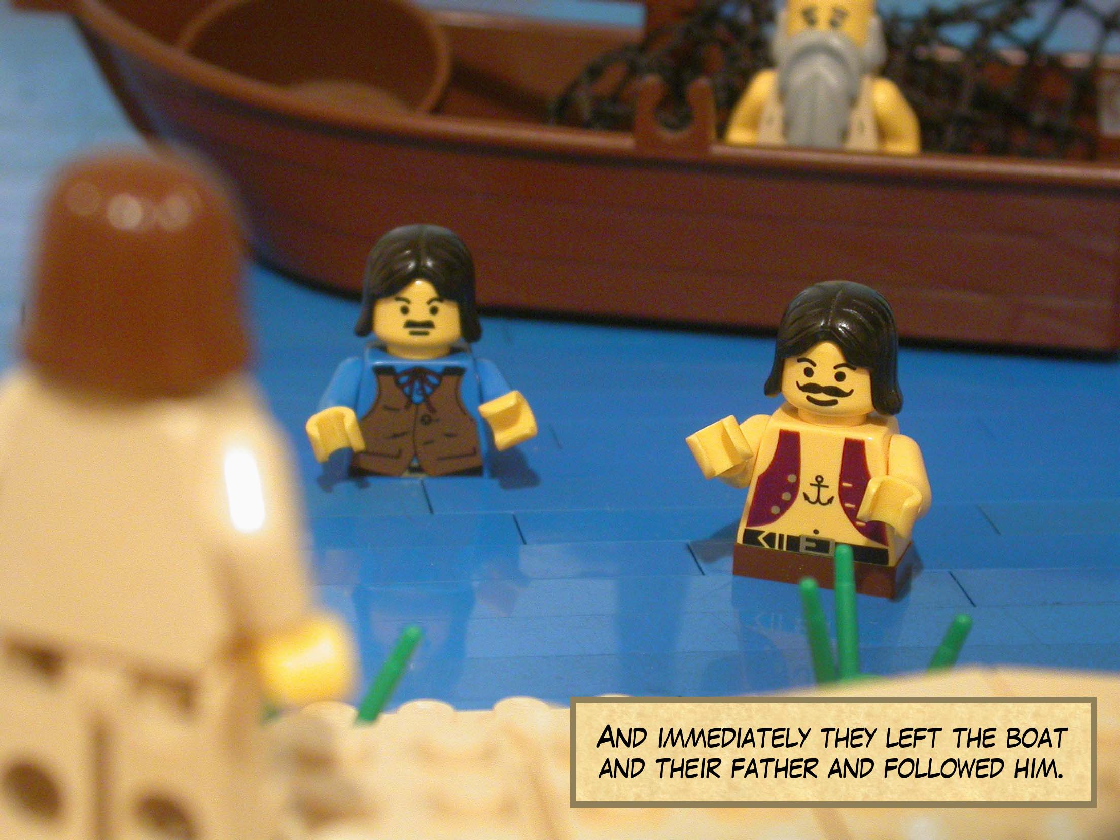 And immediately they left the boat and their father and followed him.