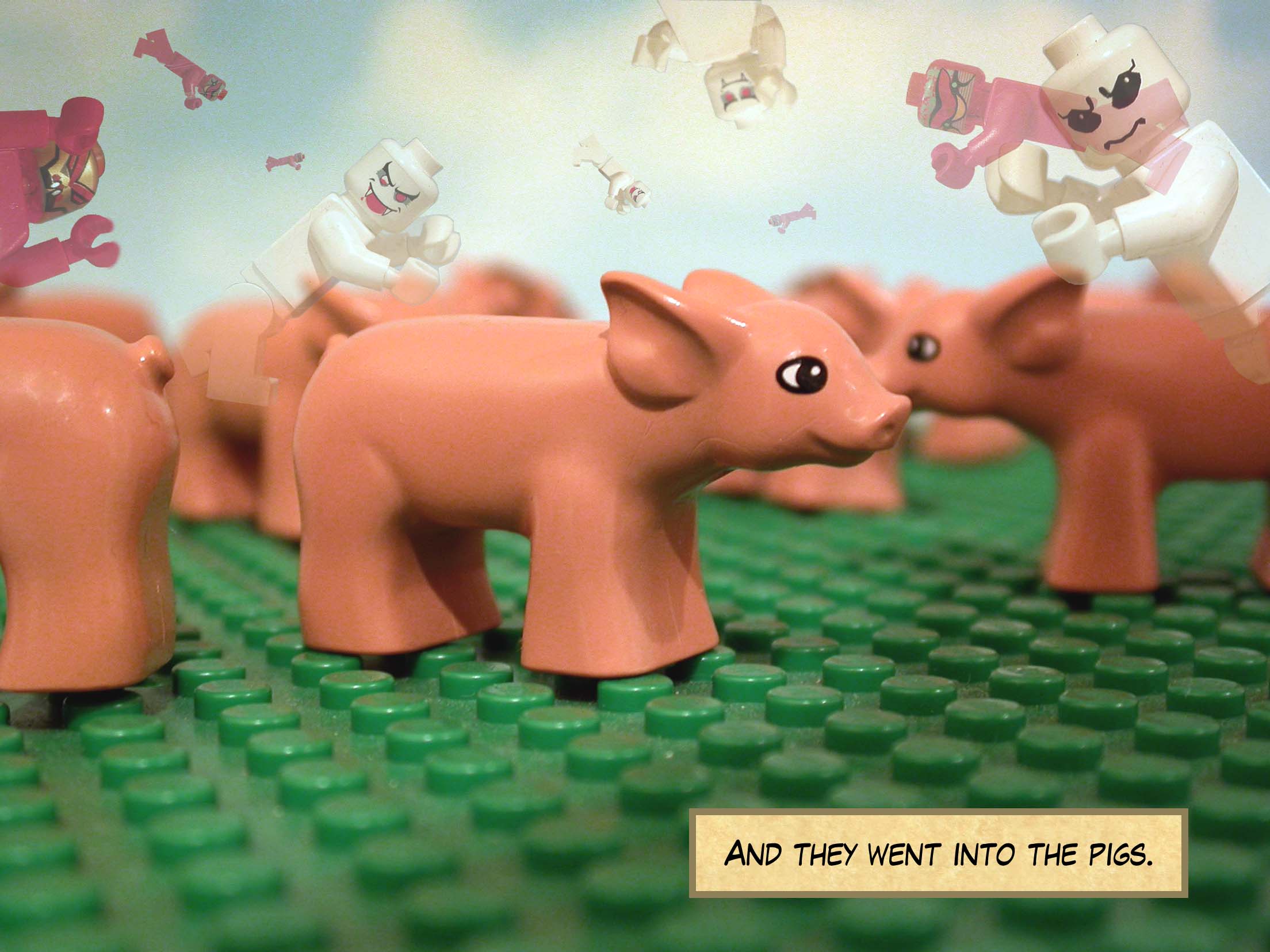 And they went into the pigs.<br>