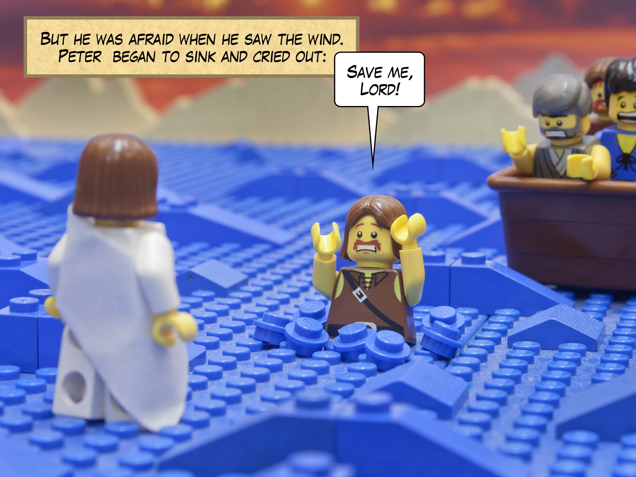 Peter answered him, 'Lord, if it is you, command me to come to you on the water.' He said, 'Come.' So Peter got out of the boat, started walking on the water, and came toward Jesus.