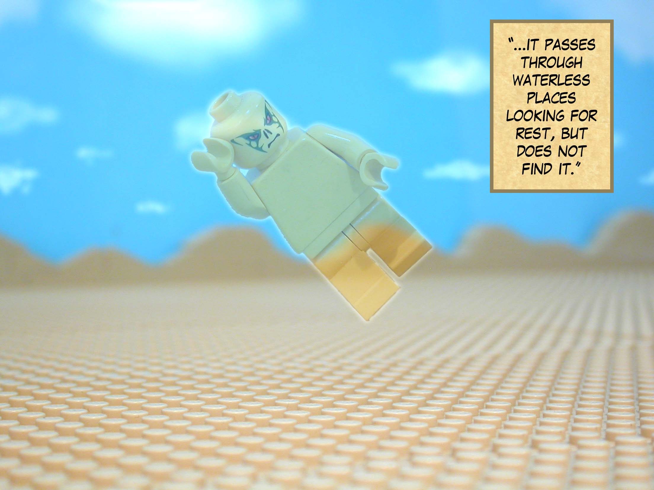 '...it passes through waterless places looking for rest, but does not find it.'<br> <br>