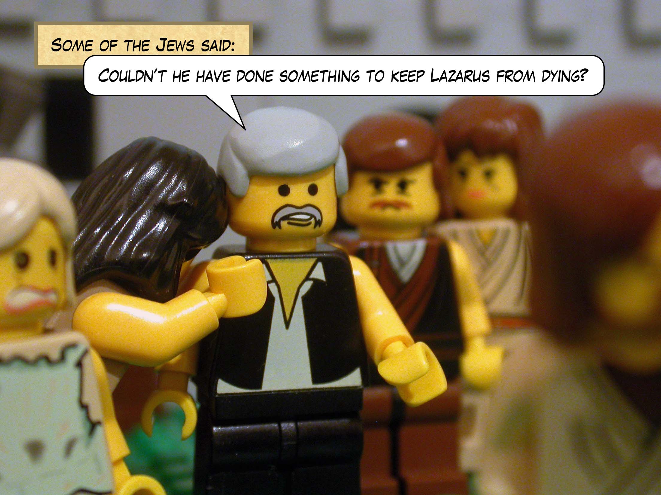 Jesus came to the tomb. It was a cave with a stone laid across the entrance. 'Take away the stone,' he said.