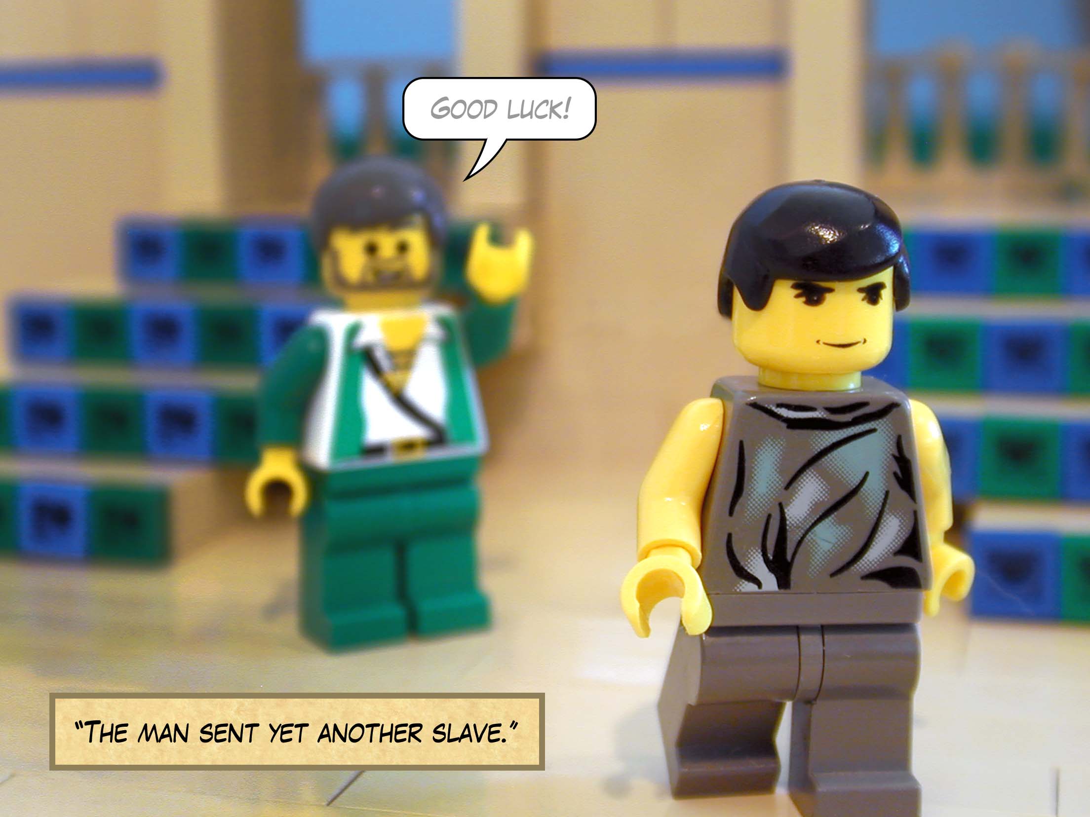 'The man sent yet another slave.'<br>