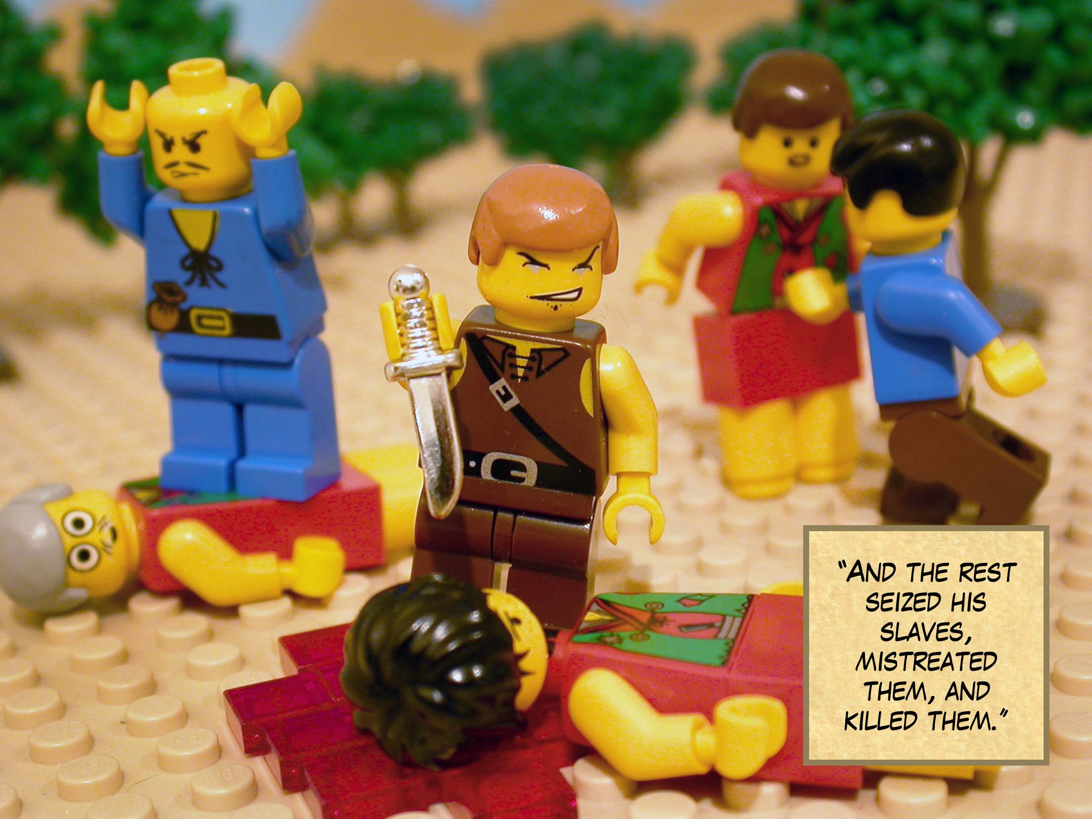 'The king was furious. He sent out his soldiers.'<br>