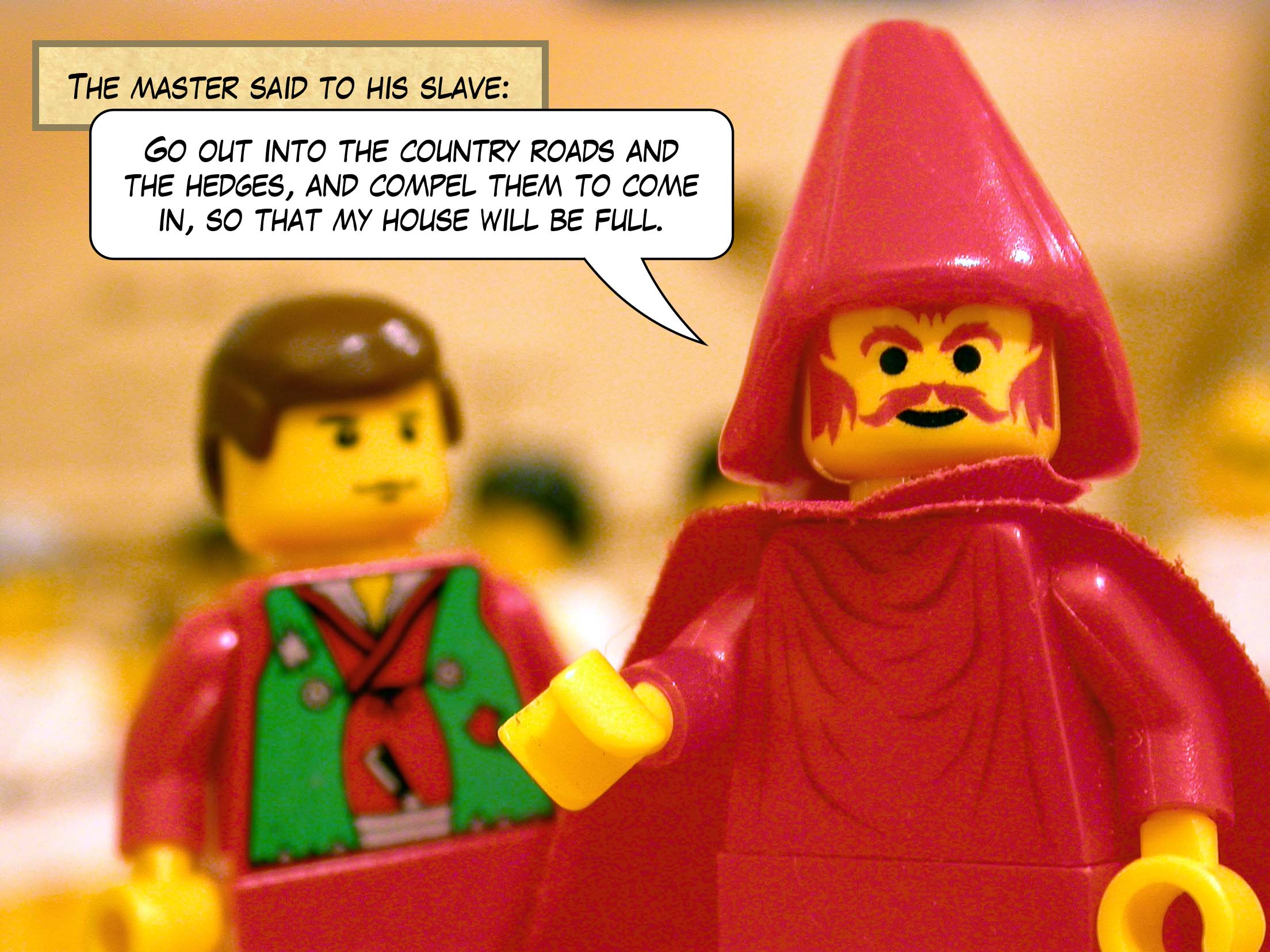 'And so the wedding hall was full of guests.'<br>