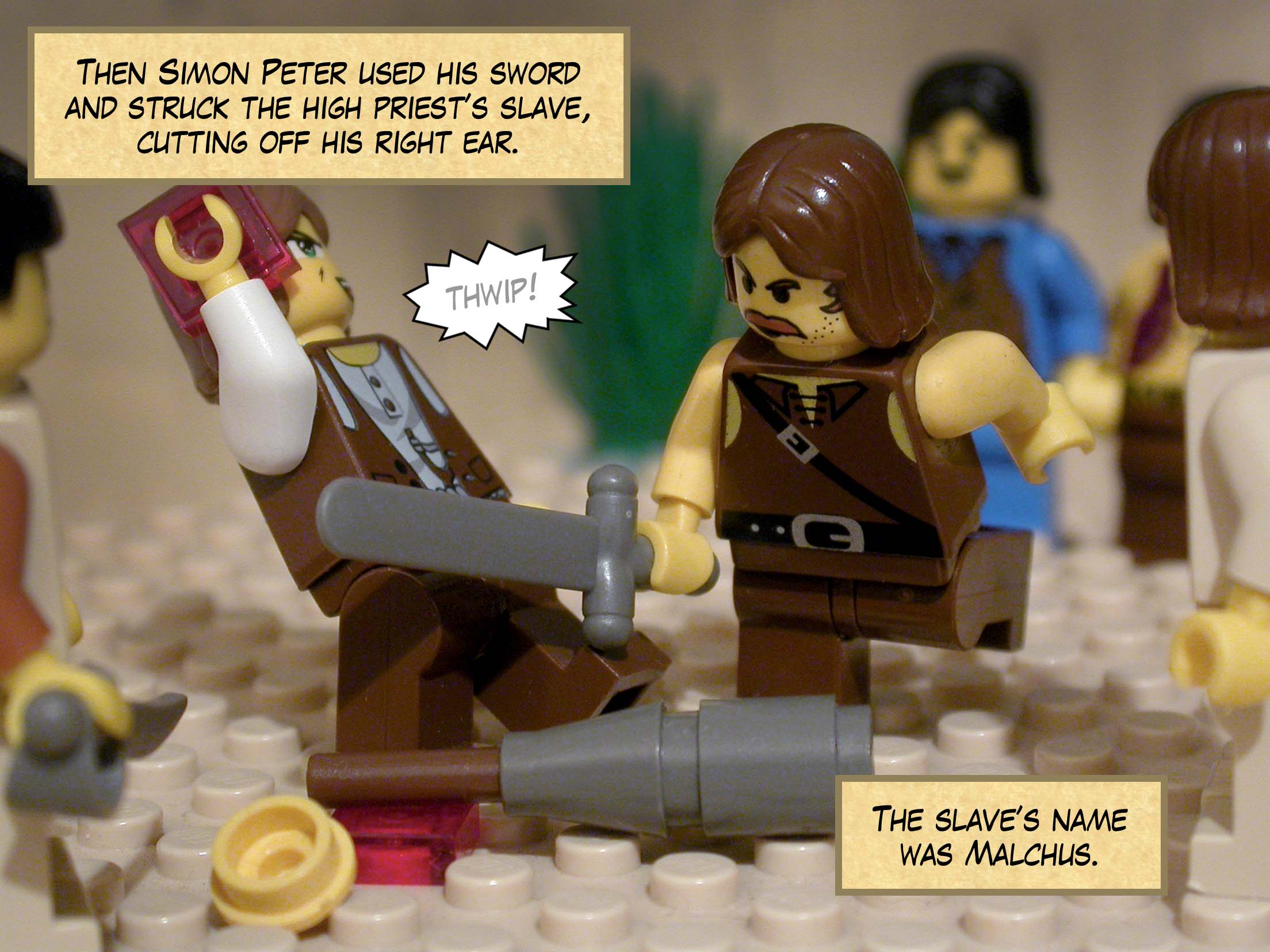 The cohort arrested and bound Jesus, and all the disciples left him and fled.