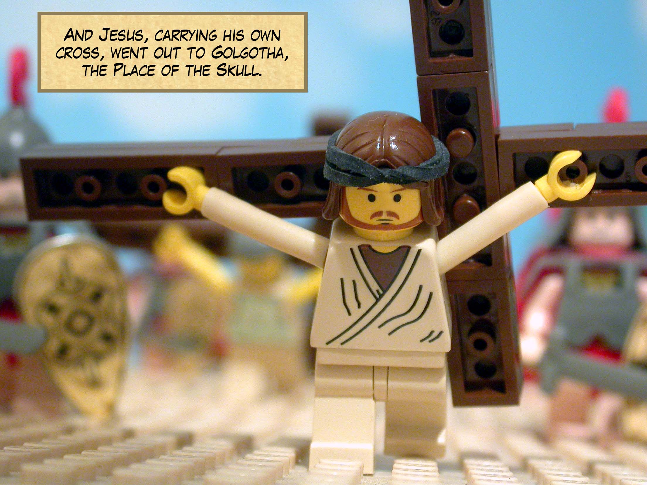 So they took Jesus and, carrying his own cross, he went out to the place called the Place of the Skull. Two other criminals were also led away to be executed with him.