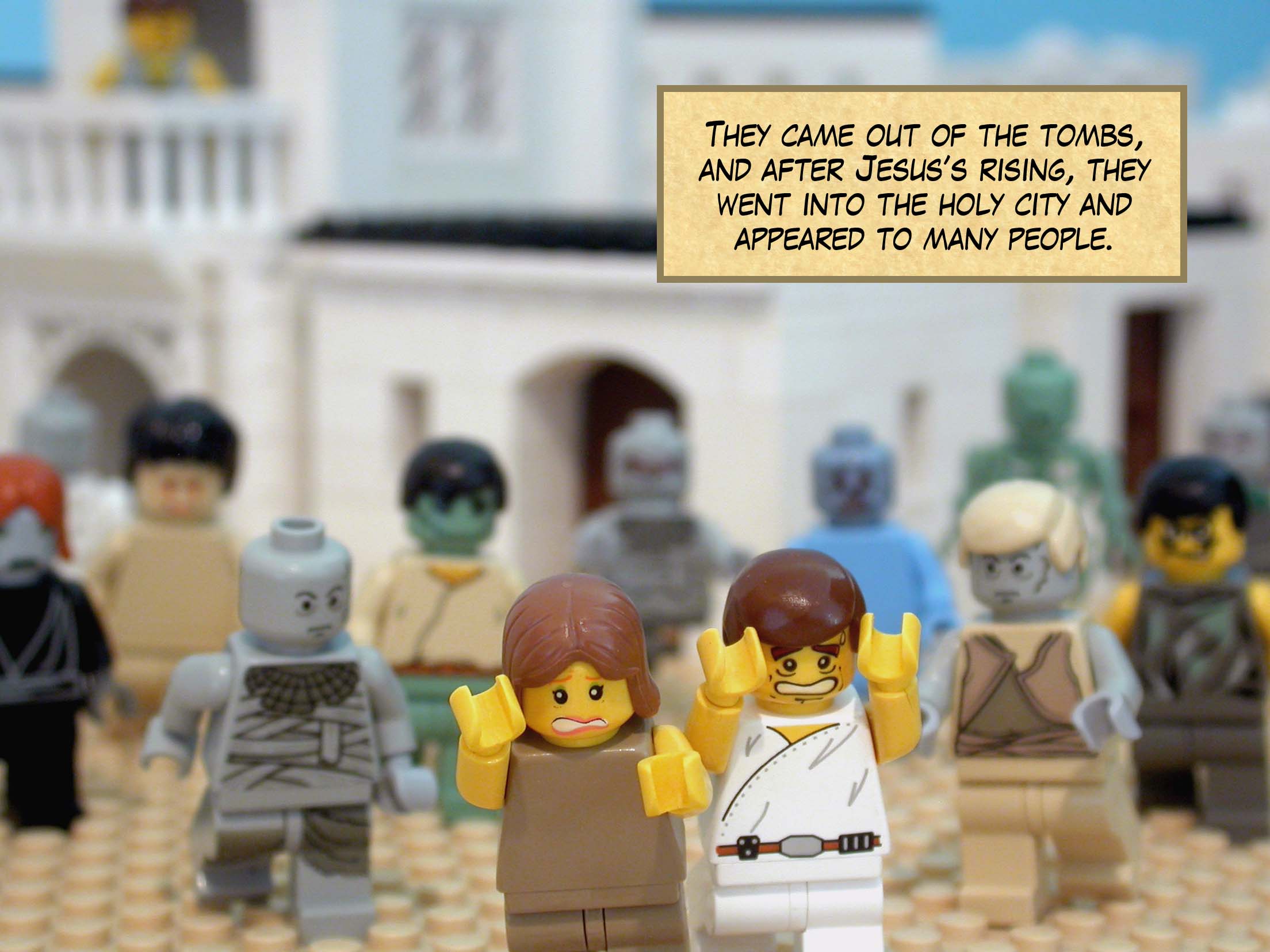 They came out of the tombs, and after Jesus' rising, they went into the holy city and appeared to many people.