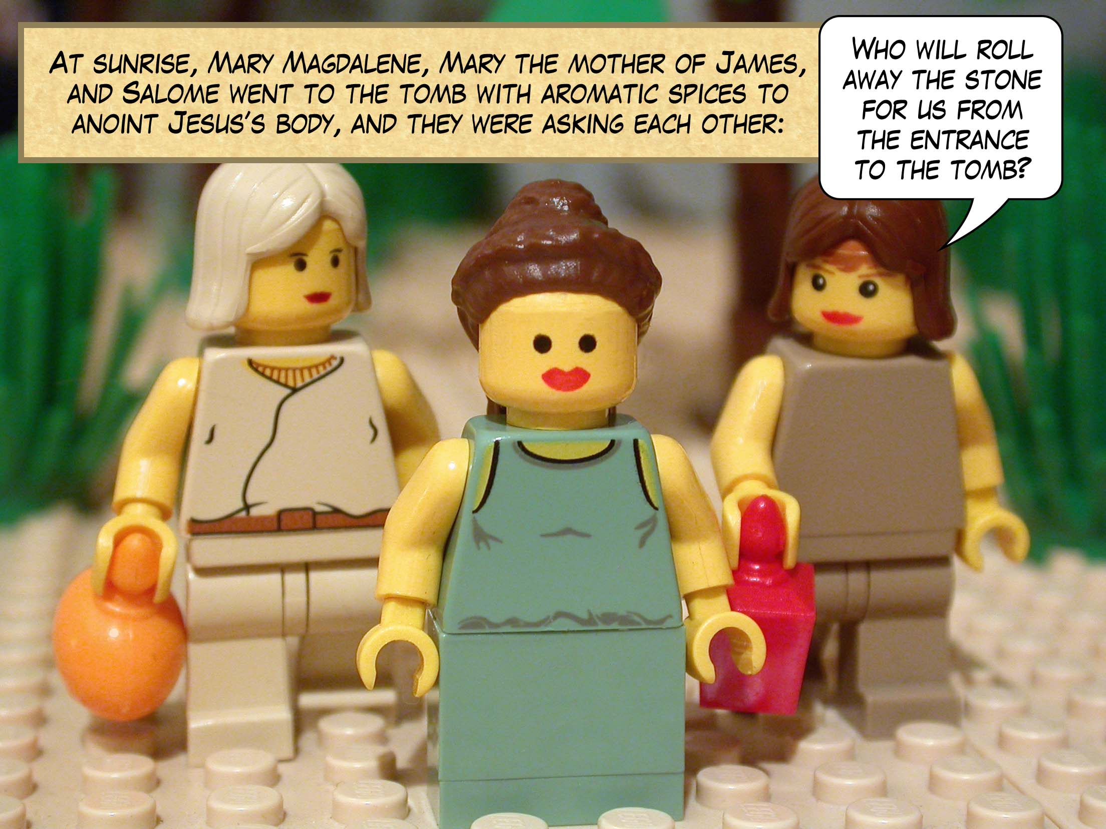 Early on the first day of the week, while it was still dark, Mary Magdalene came to the tomb and saw that the stone had been moved away from the entrance.