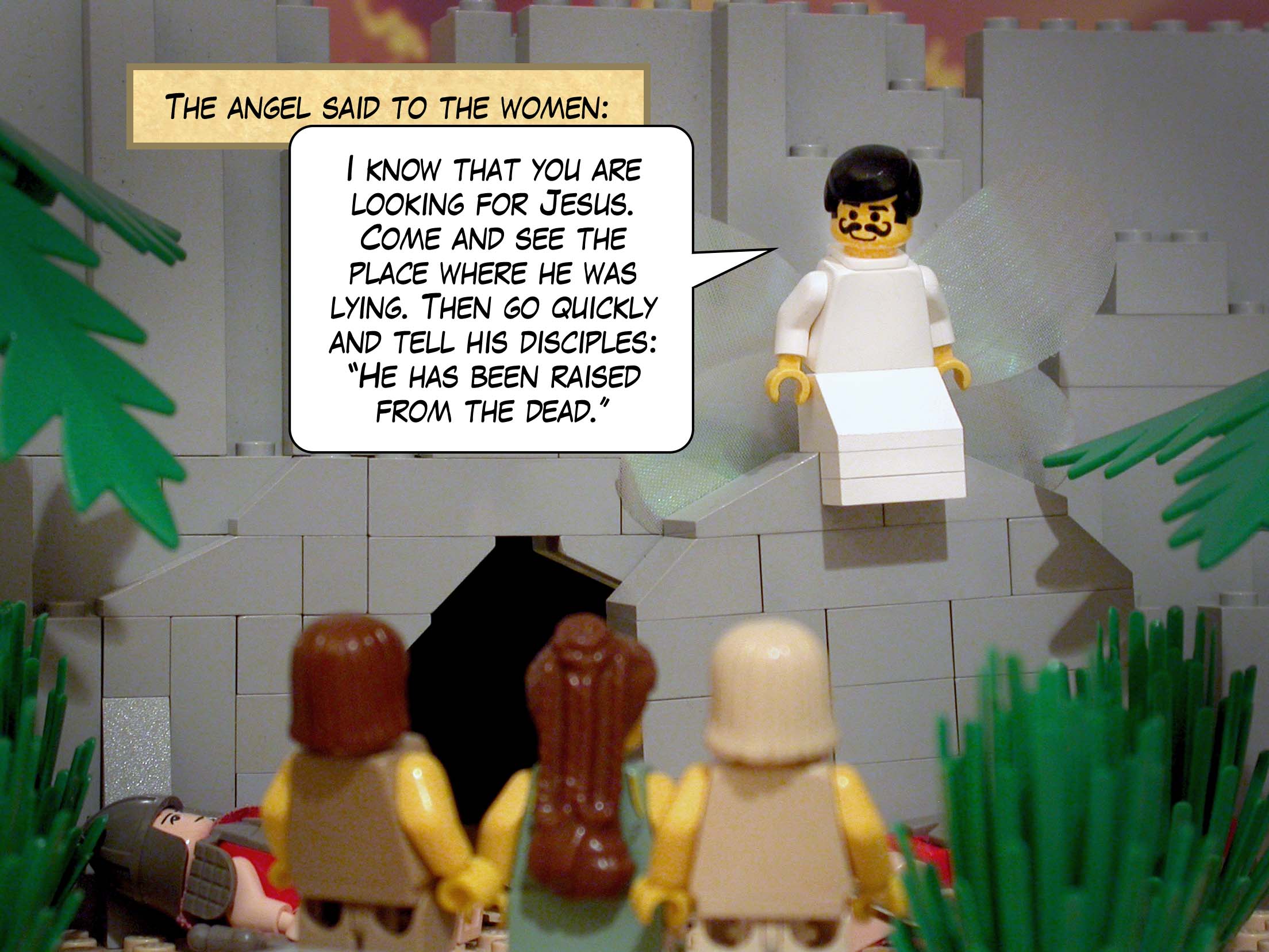 Suddenly there was a severe earthquake, for an angel of the Lord descended from heaven and rolled away the stone.