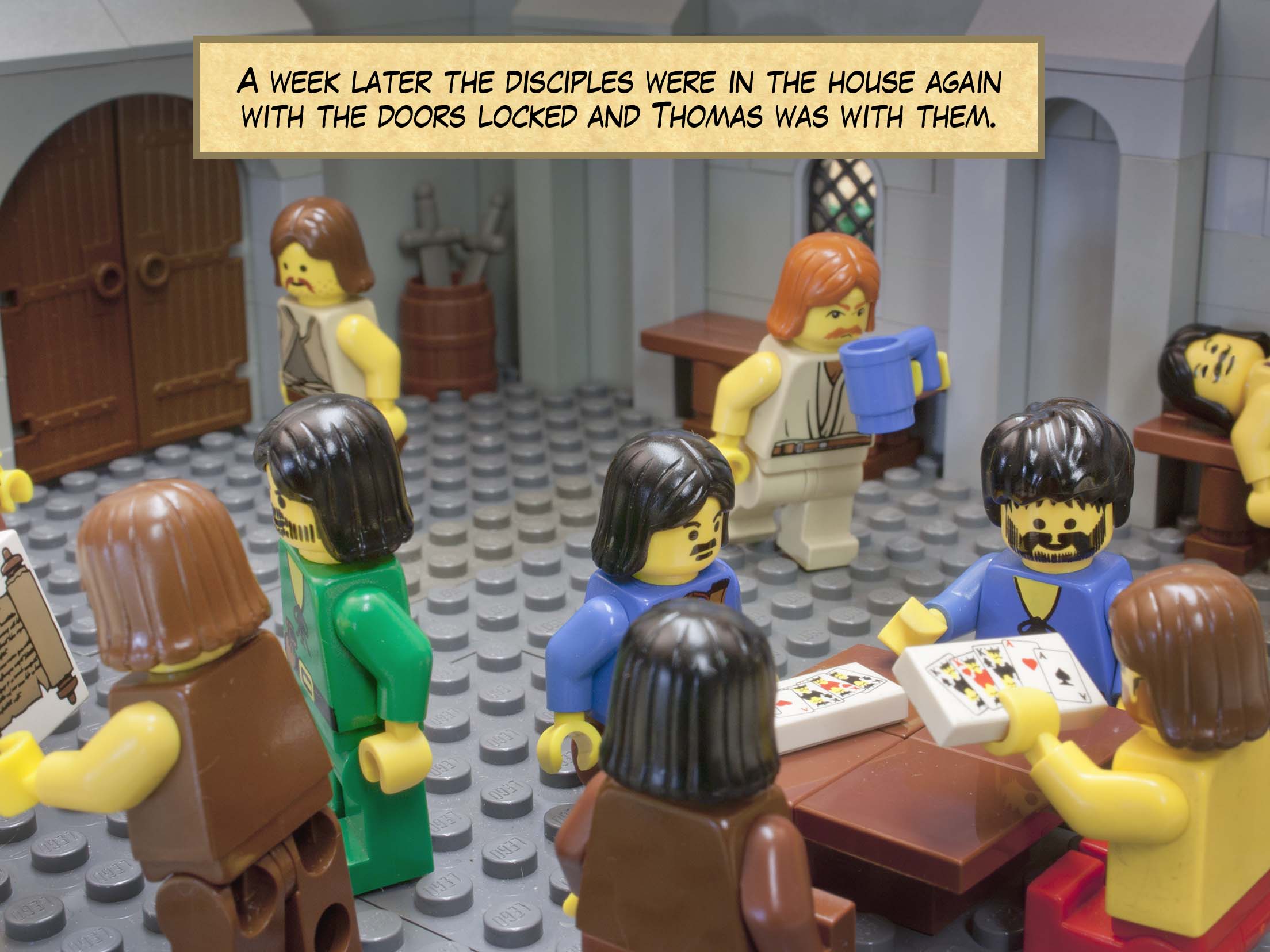 But Thomas (who was called the Twin), one of the twelve, was not with them when Jesus came. So the other disciples told him, 'We have seen the Lord.' But he said to them, 'Unless I see the mark of the nails in his hands, and put my finger in the mark of the nails and my hand in his side, I will not believe.'