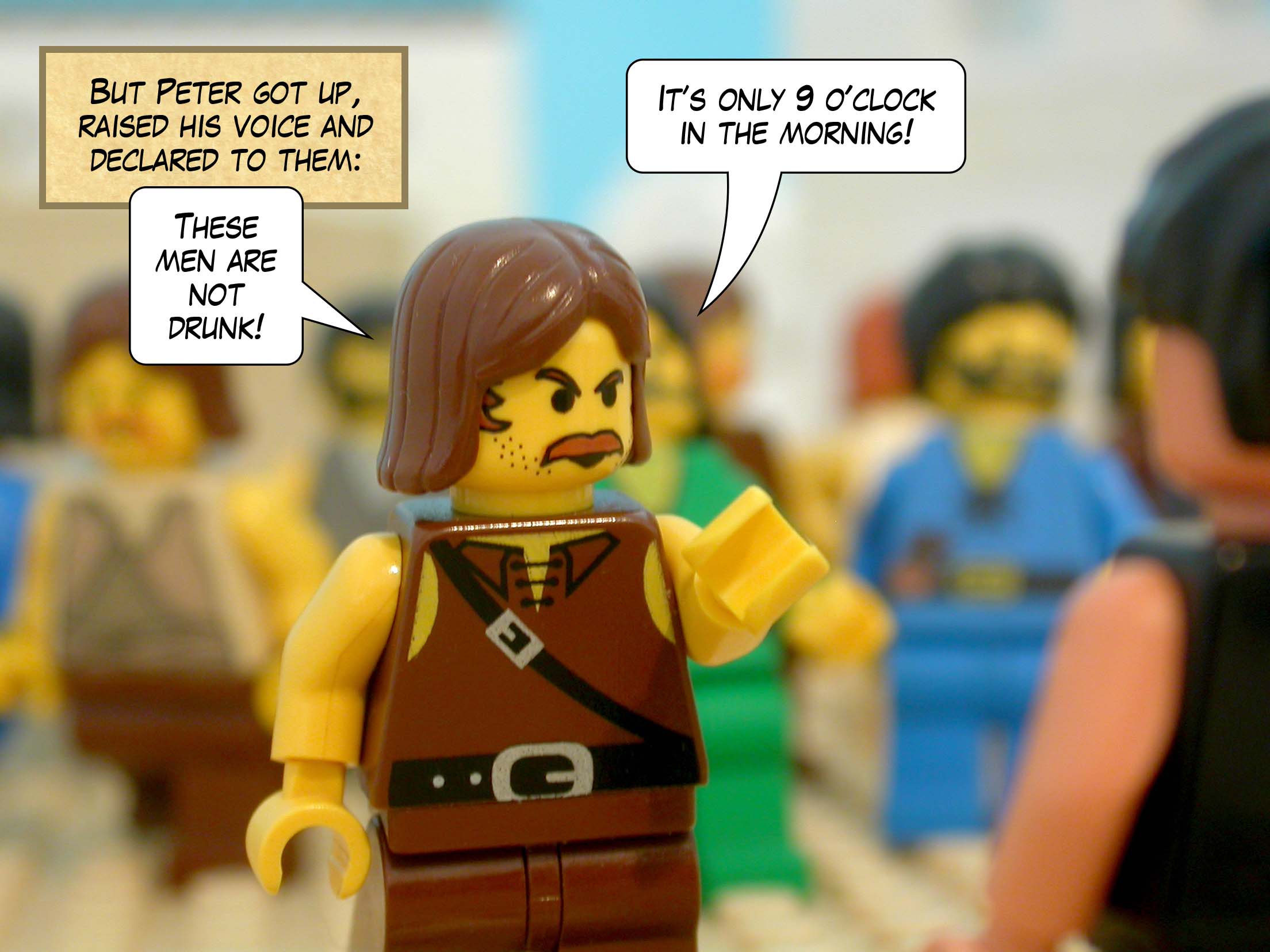 Some, however, laughed at them and said, 'They have had too much wine!'