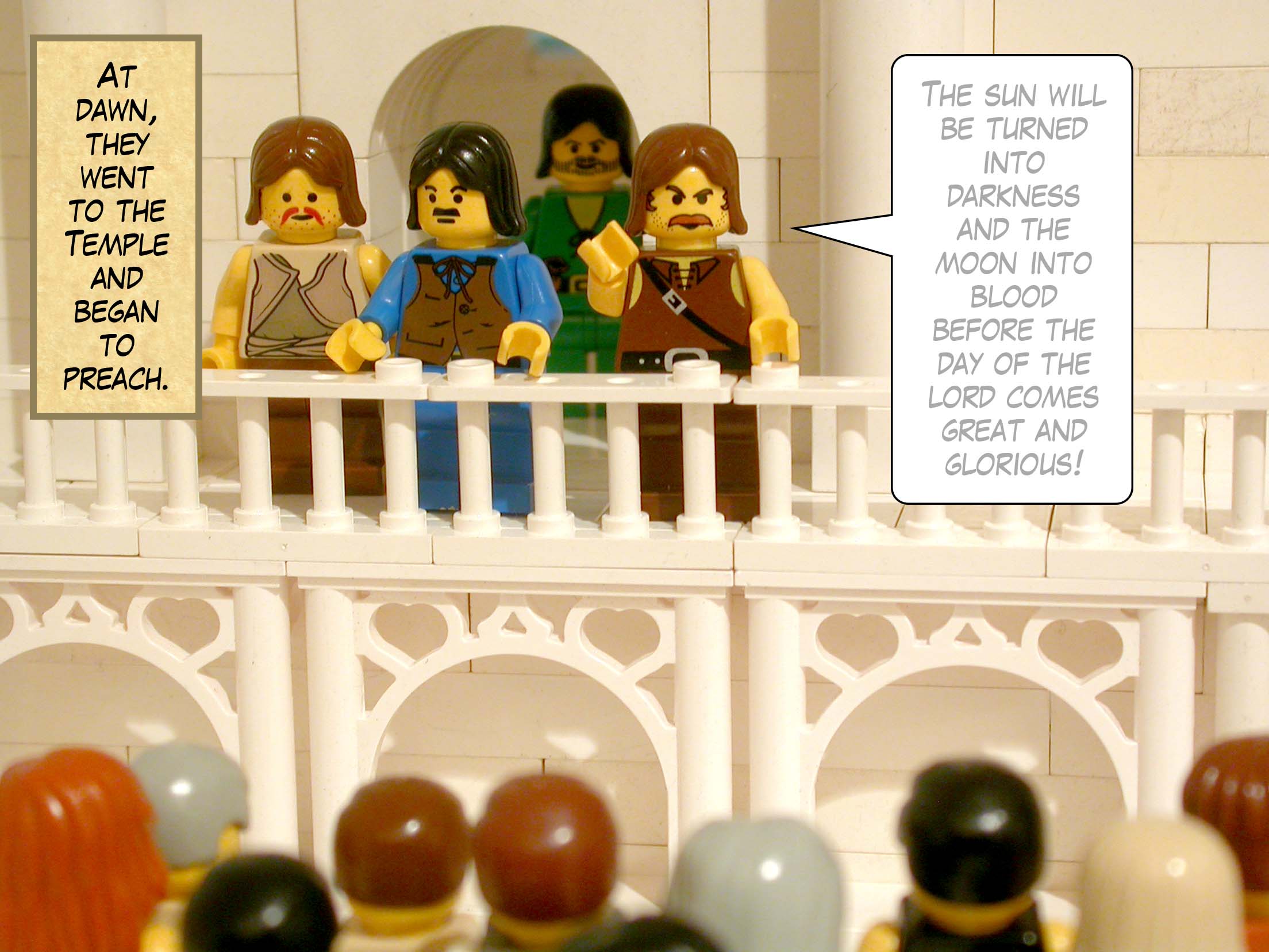 At dawn, they went to the Temple and began to preach.