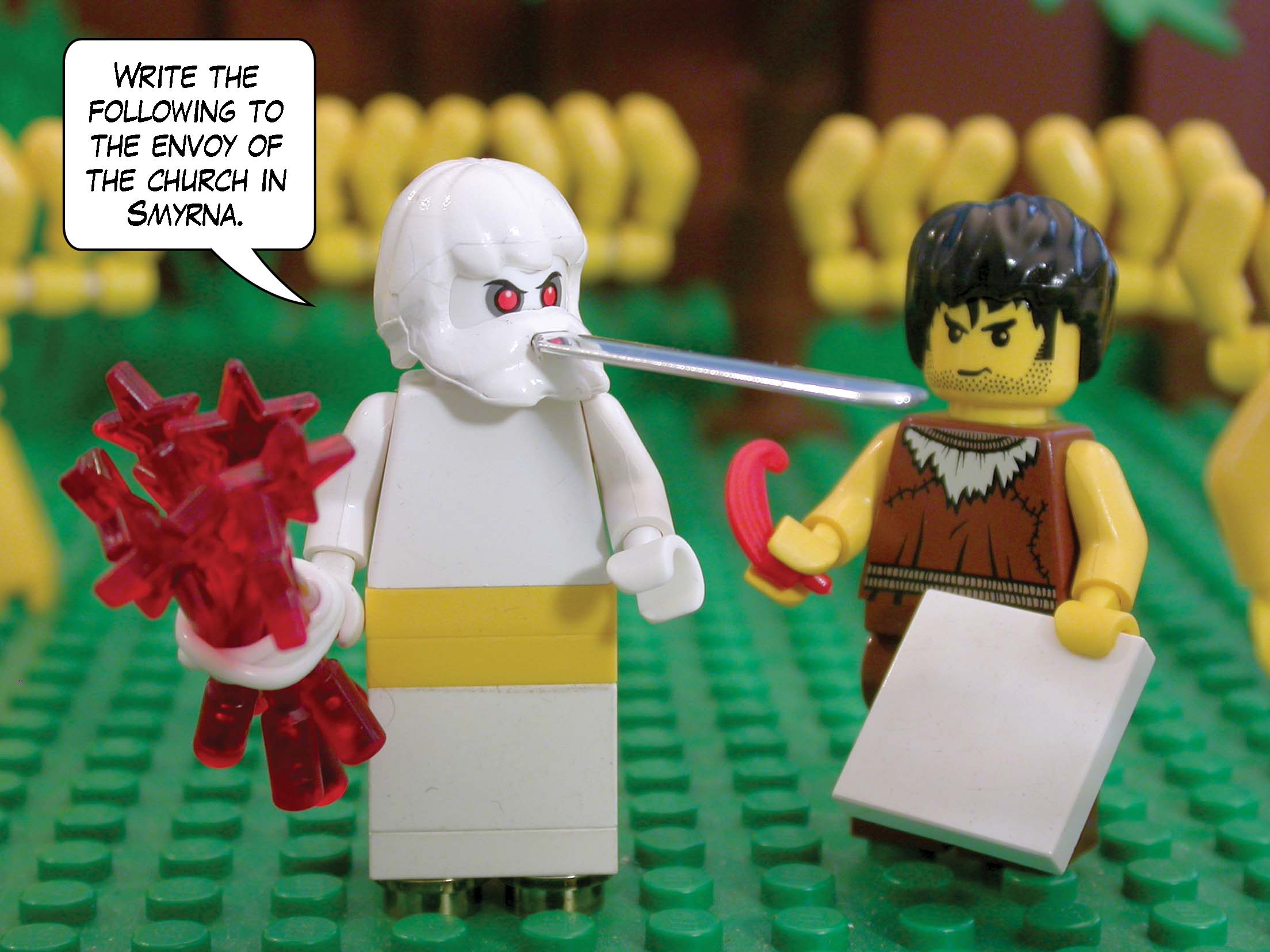 'Write the following to the envoy of the church in Smyrna.'