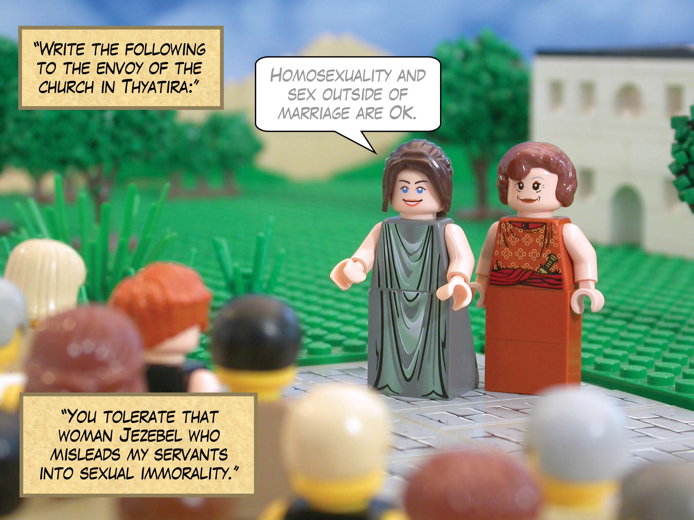 'Write the following to the envoy of the church in Thyatira: You tolerate that woman Jezebel who misleads my servants into sexual immorality.