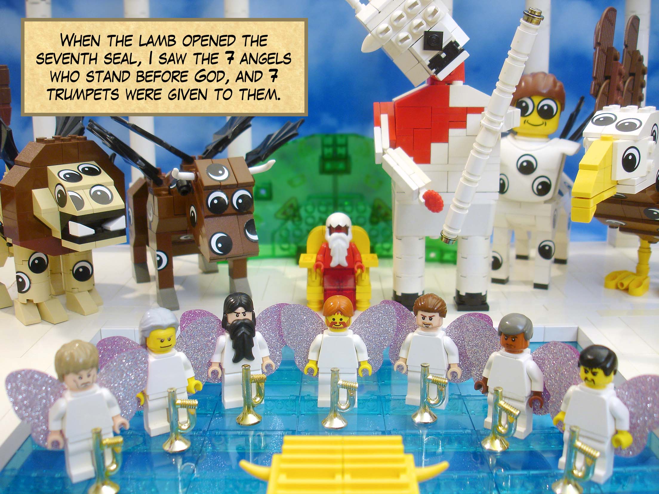 When the lamb opened the seventh seal, I saw the seven angels who stand before God, and seven trumpets were given to them.