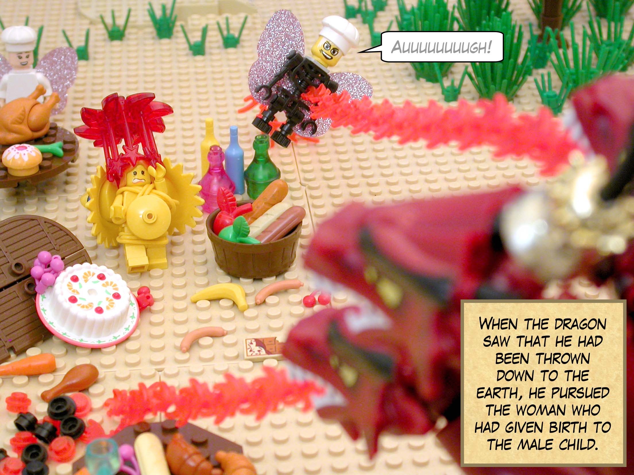 When the dragon saw that he had been thrown down to the earth, he pursued the woman who had given birth to the male child.