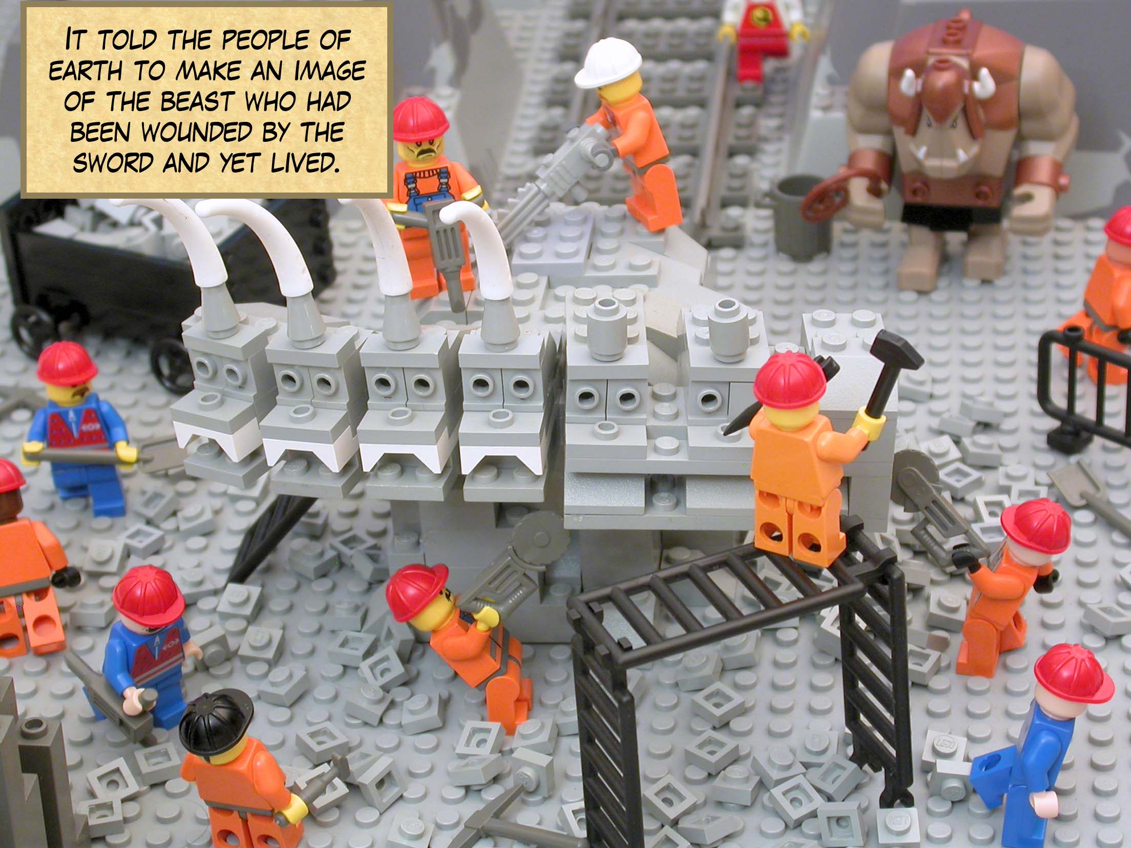 It told the people of earth to make an image of the beast who had been wounded by the sword and yet lived.