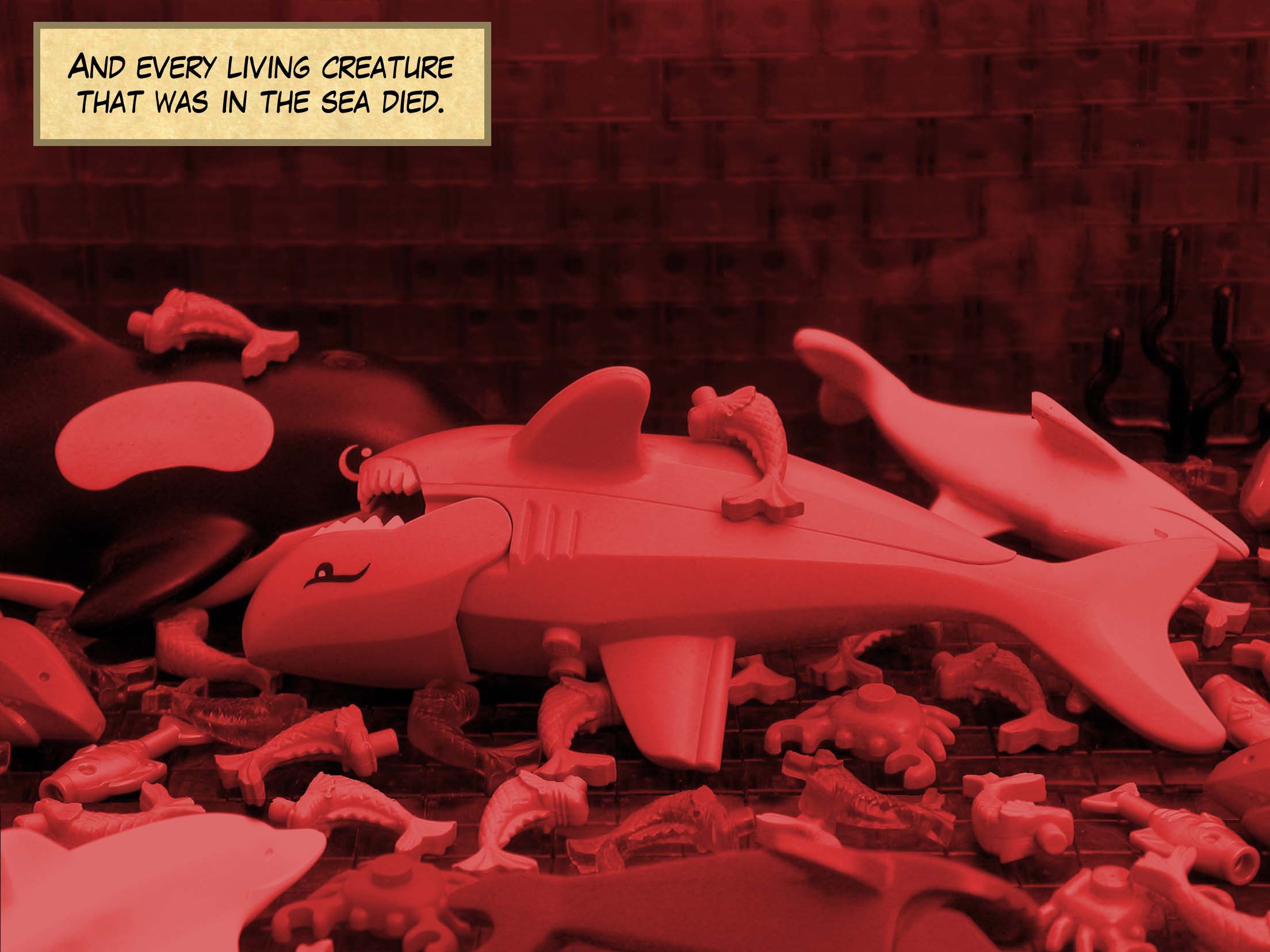 And every living creature that was in the sea died.