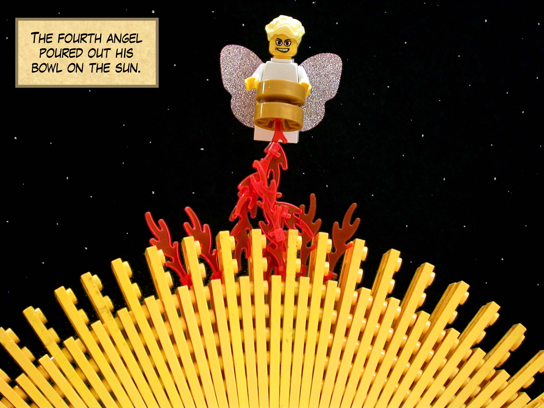 The fourth angel poured out his bowl on the sun.