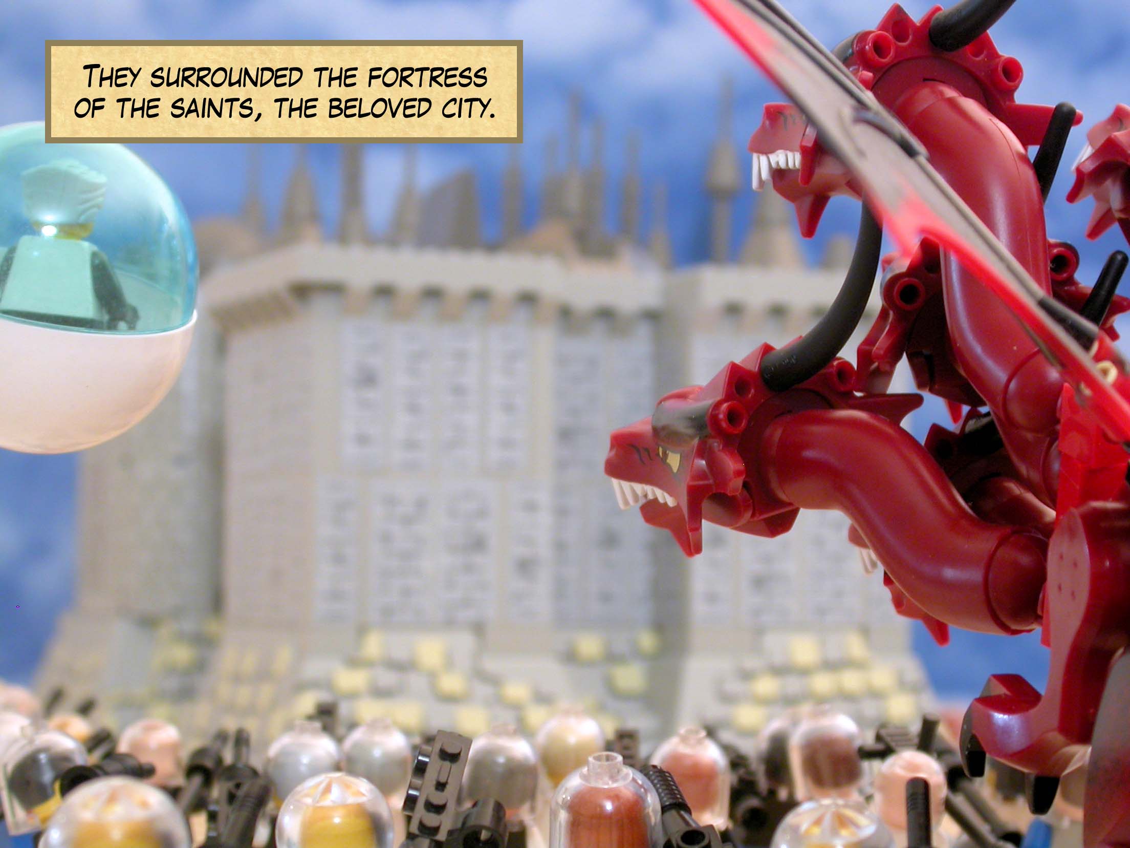 They surrounded the fortress of the saints, the beloved city.