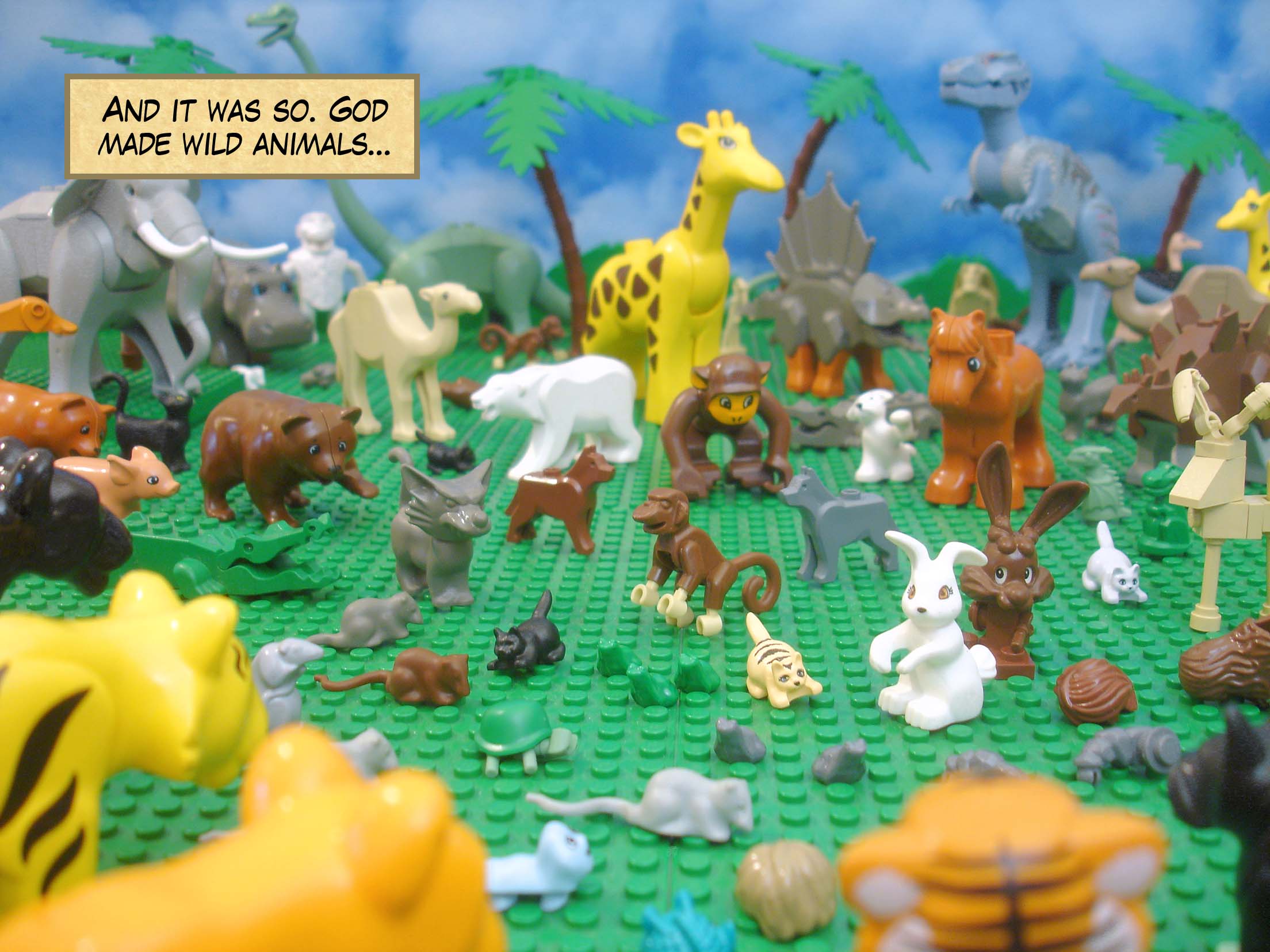 And it was so. God made wild animals...