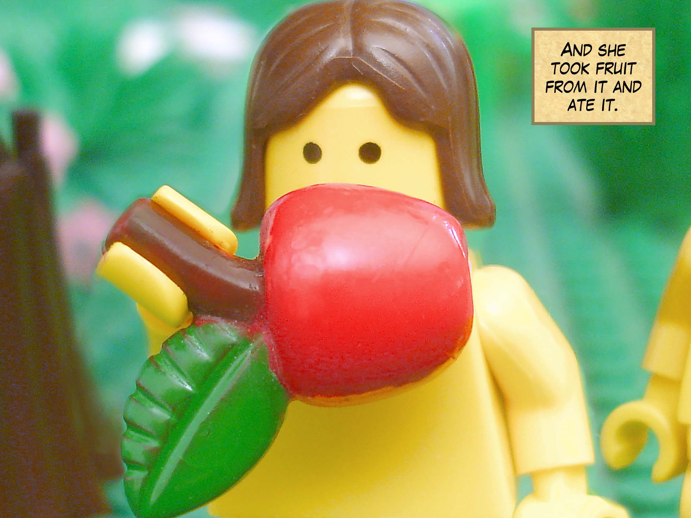 And she took fruit from it and ate it.