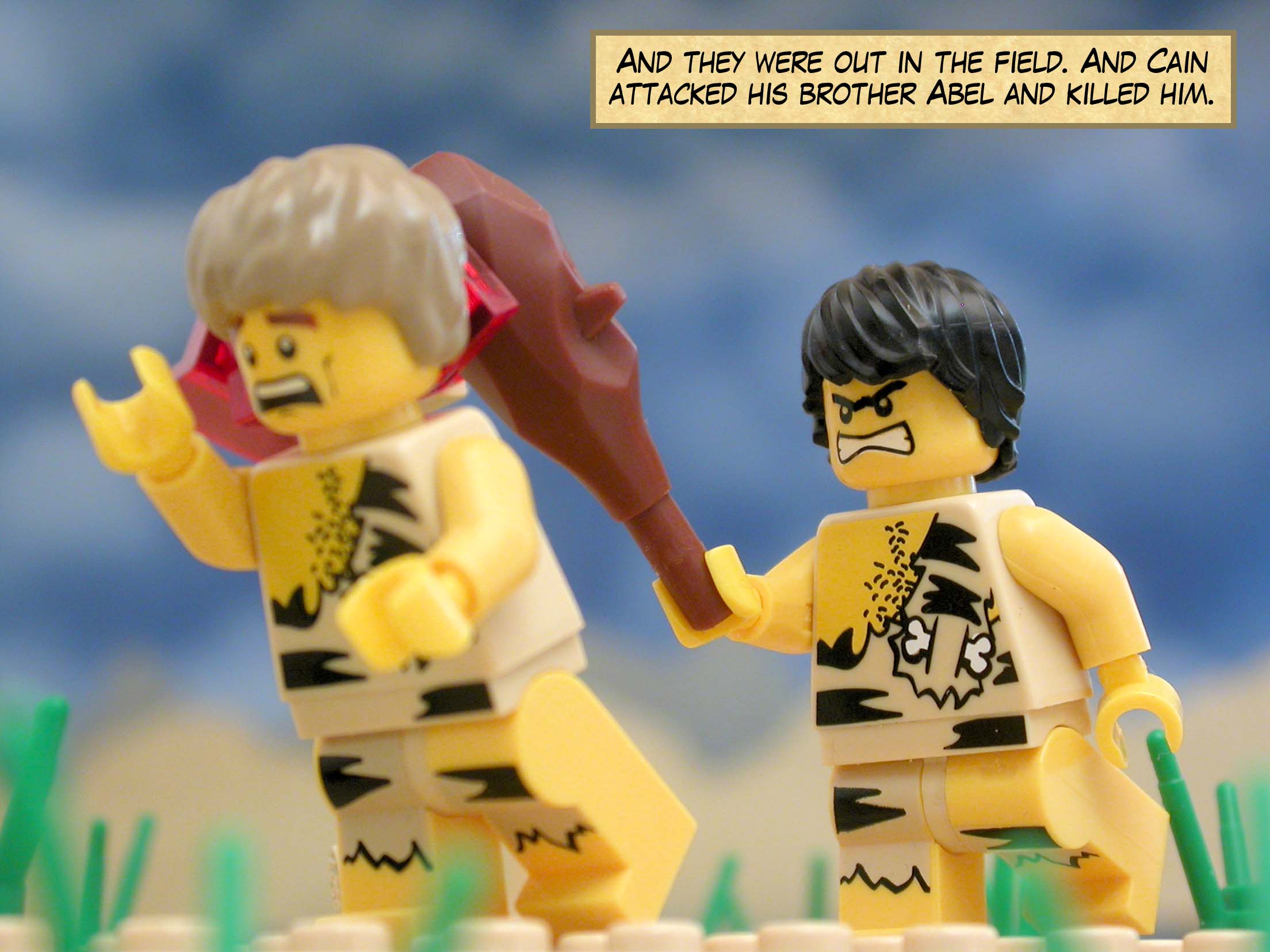 And they were out in the field. And Cain attacked his brother Abel and killed him.