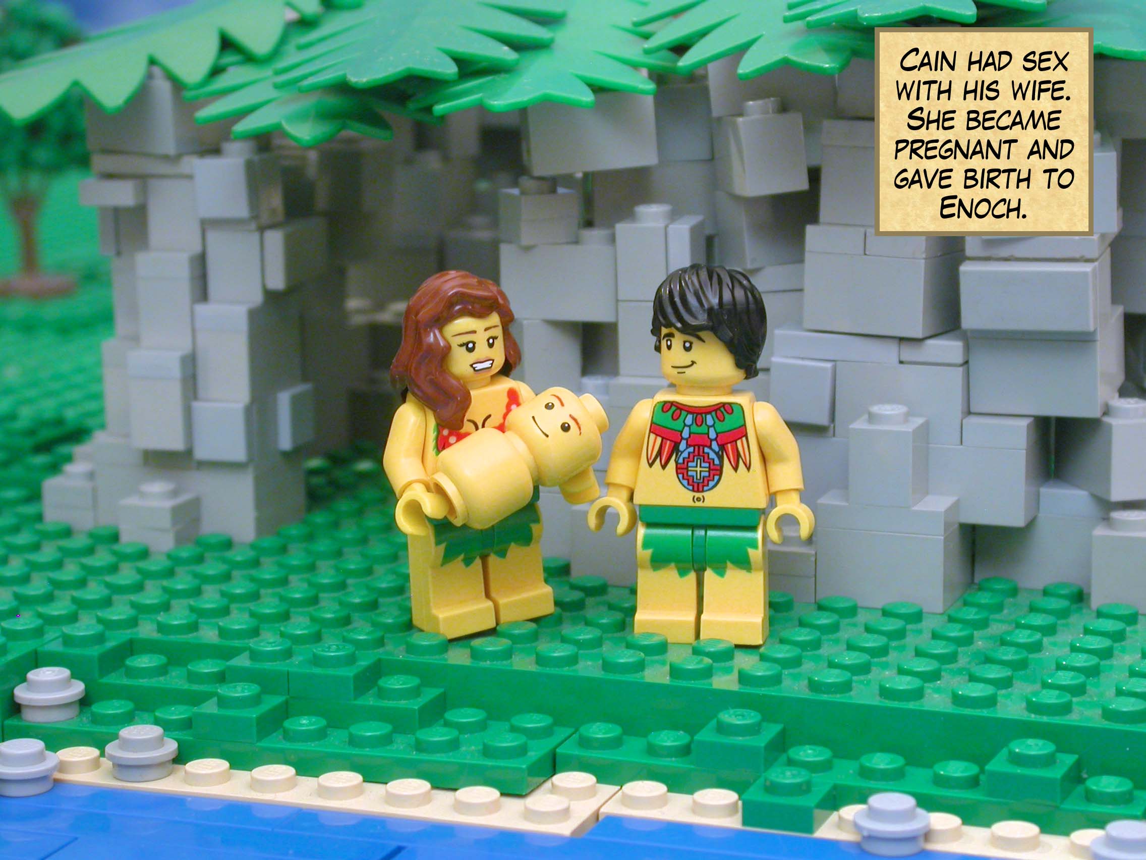 Cain had sex with his wife. She became pregnant and gave birth to Enoch.