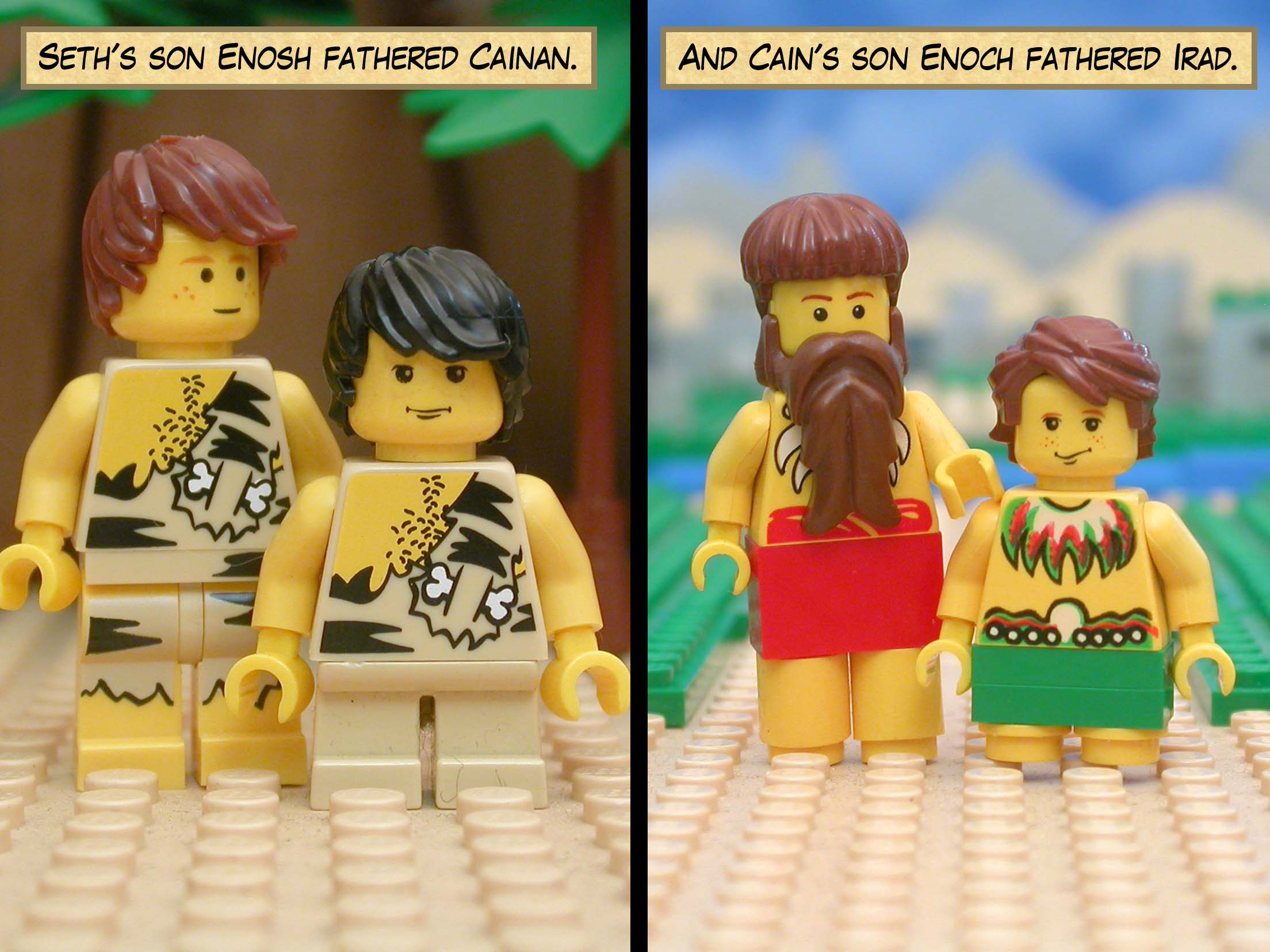 Seth's son Enosh fathered Cainan.  And Cain's son Enoch fathered Irad.