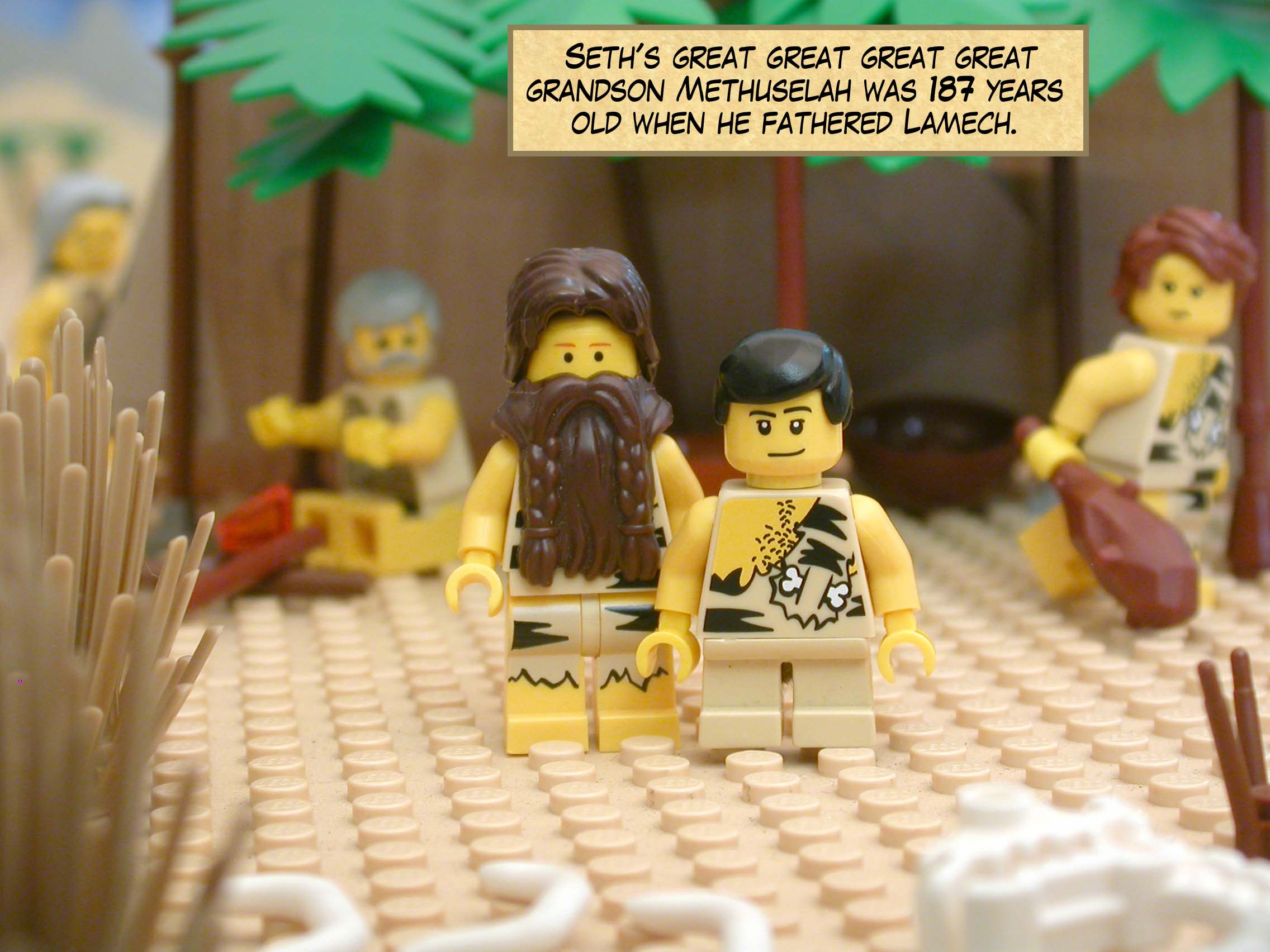 Seth's great great great great grandson Methuselah was 187 years old when he fathered Lamech.