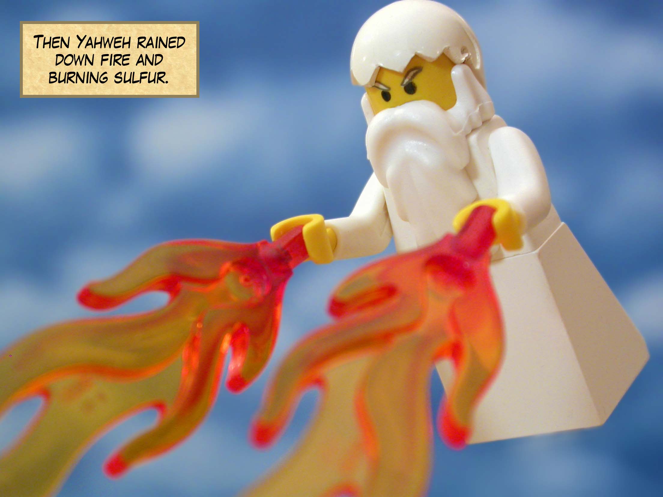 Then Yahweh rained down fire and burning sulfur.