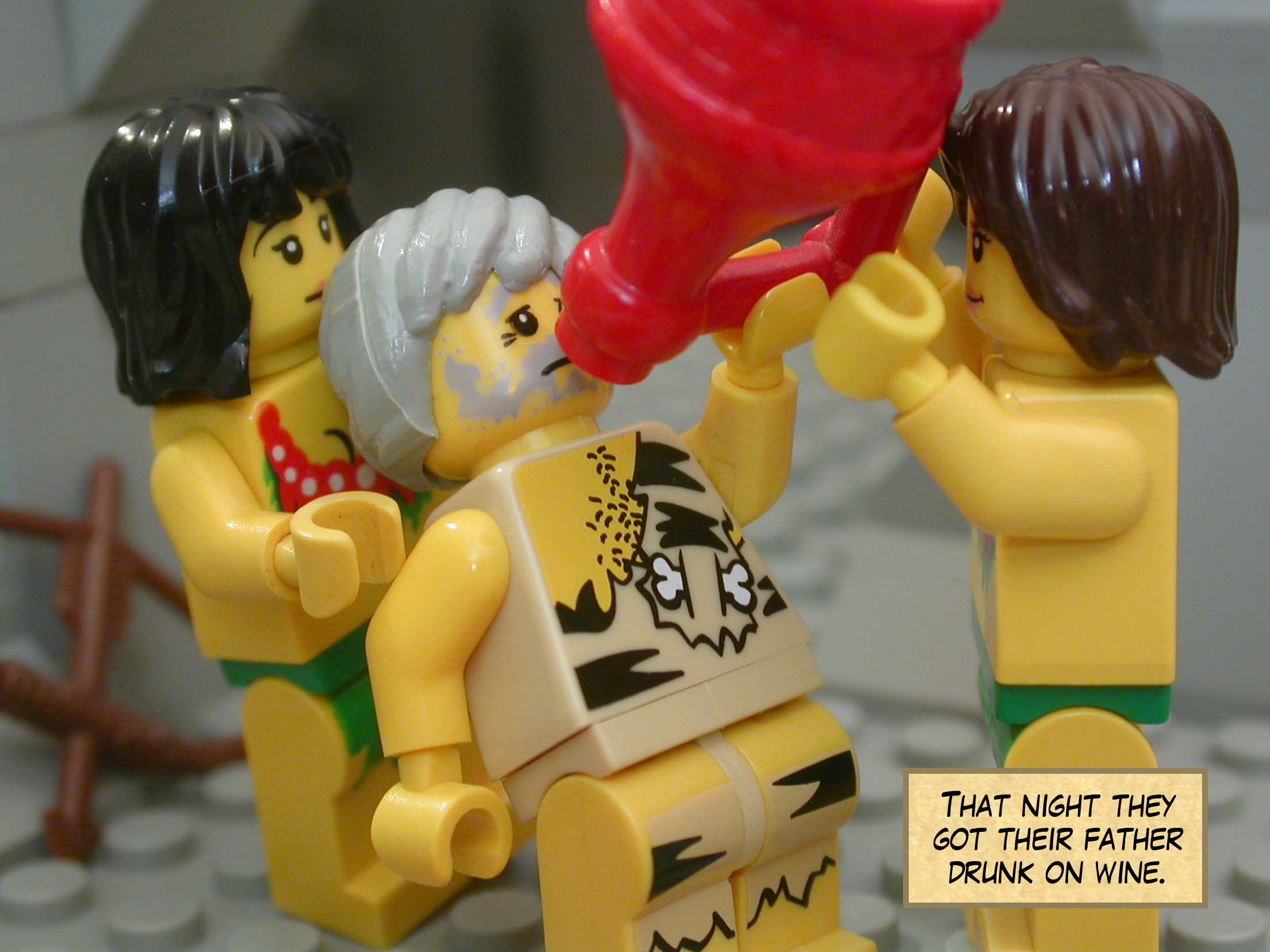 That night they got their father drunk on wine.