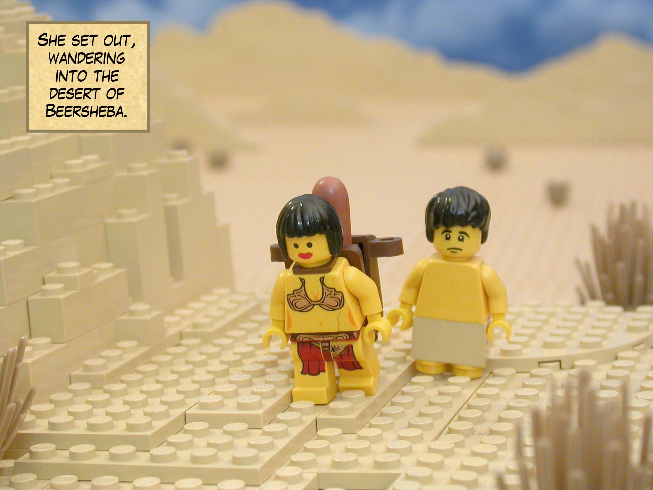 She set out, wandering into the desert of Beersheba.