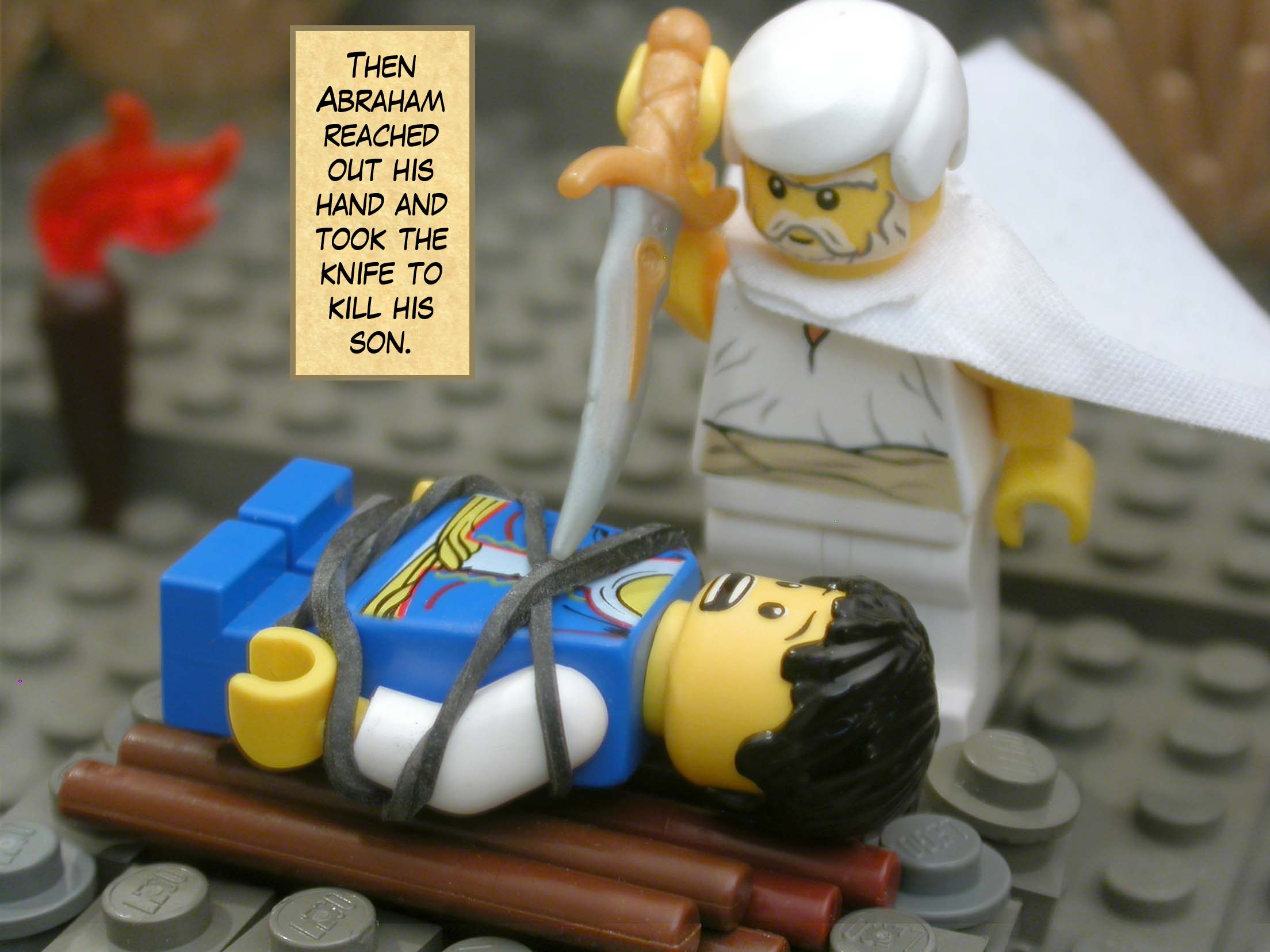 Then Abraham reached out his hand and took the knife to kill his son.