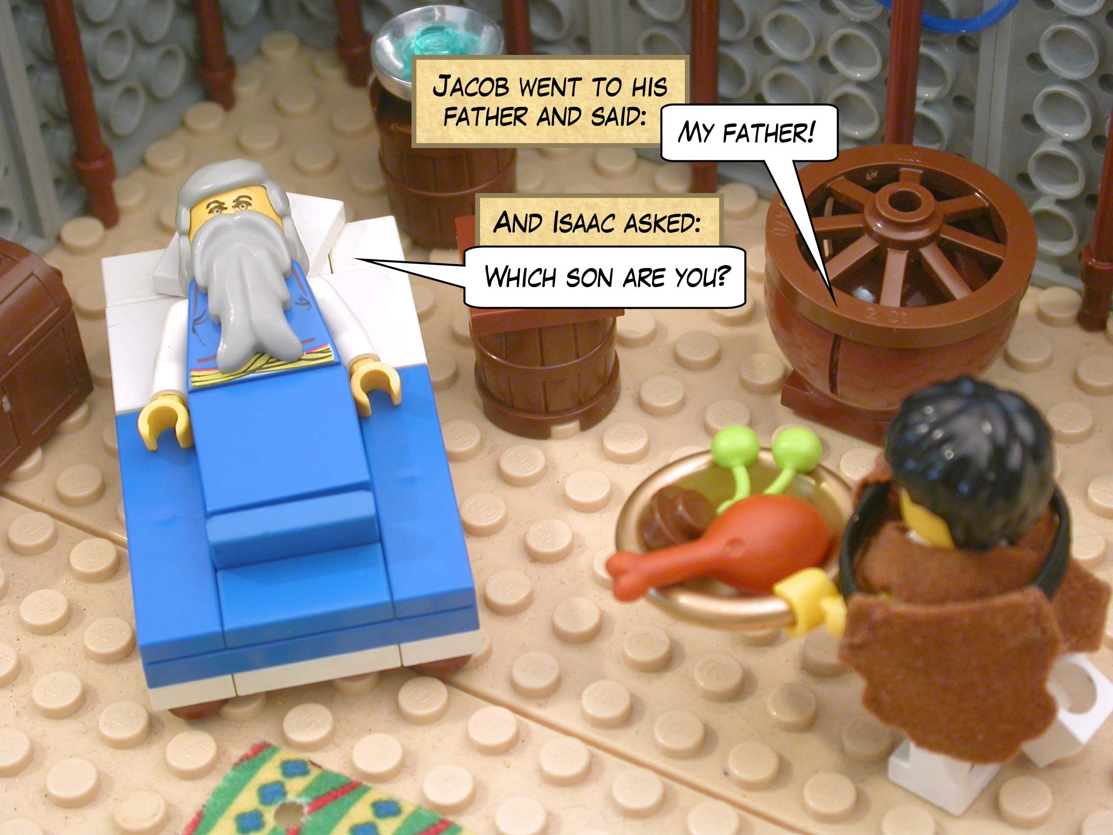 Jacob went to his father and said, "My father!" And Isaac asked, "Which son are you?"
