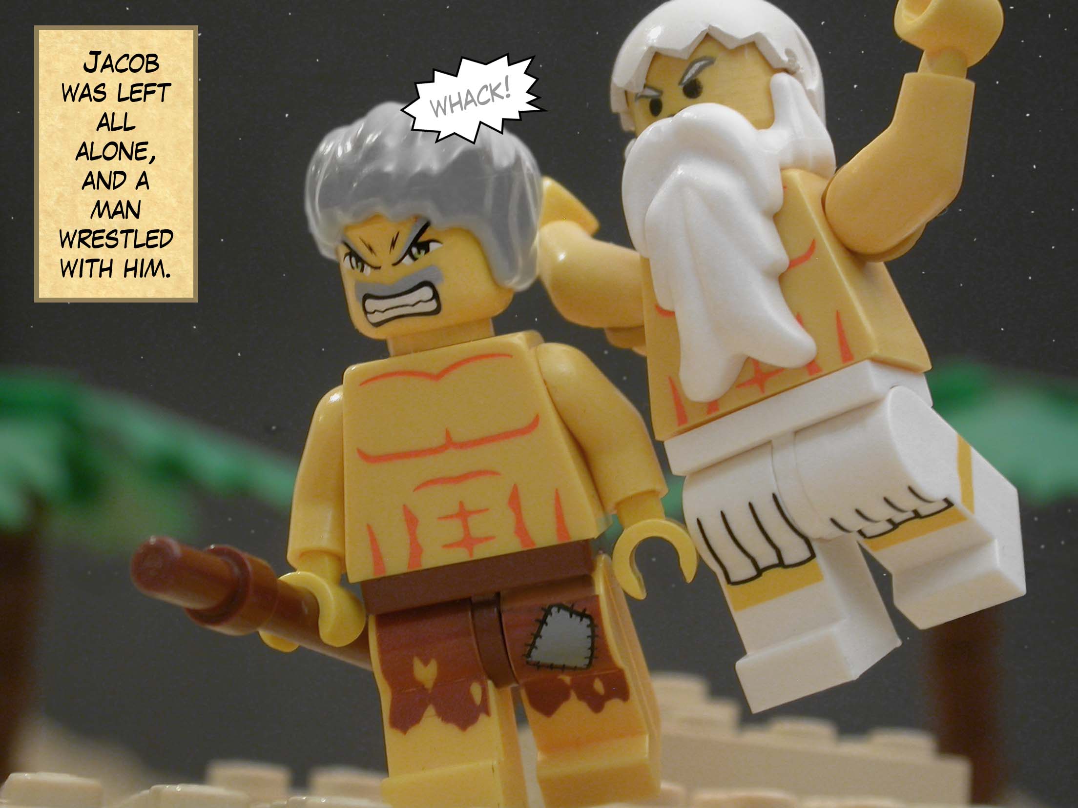 Jacob was left all alone, and a man wrestled with him.