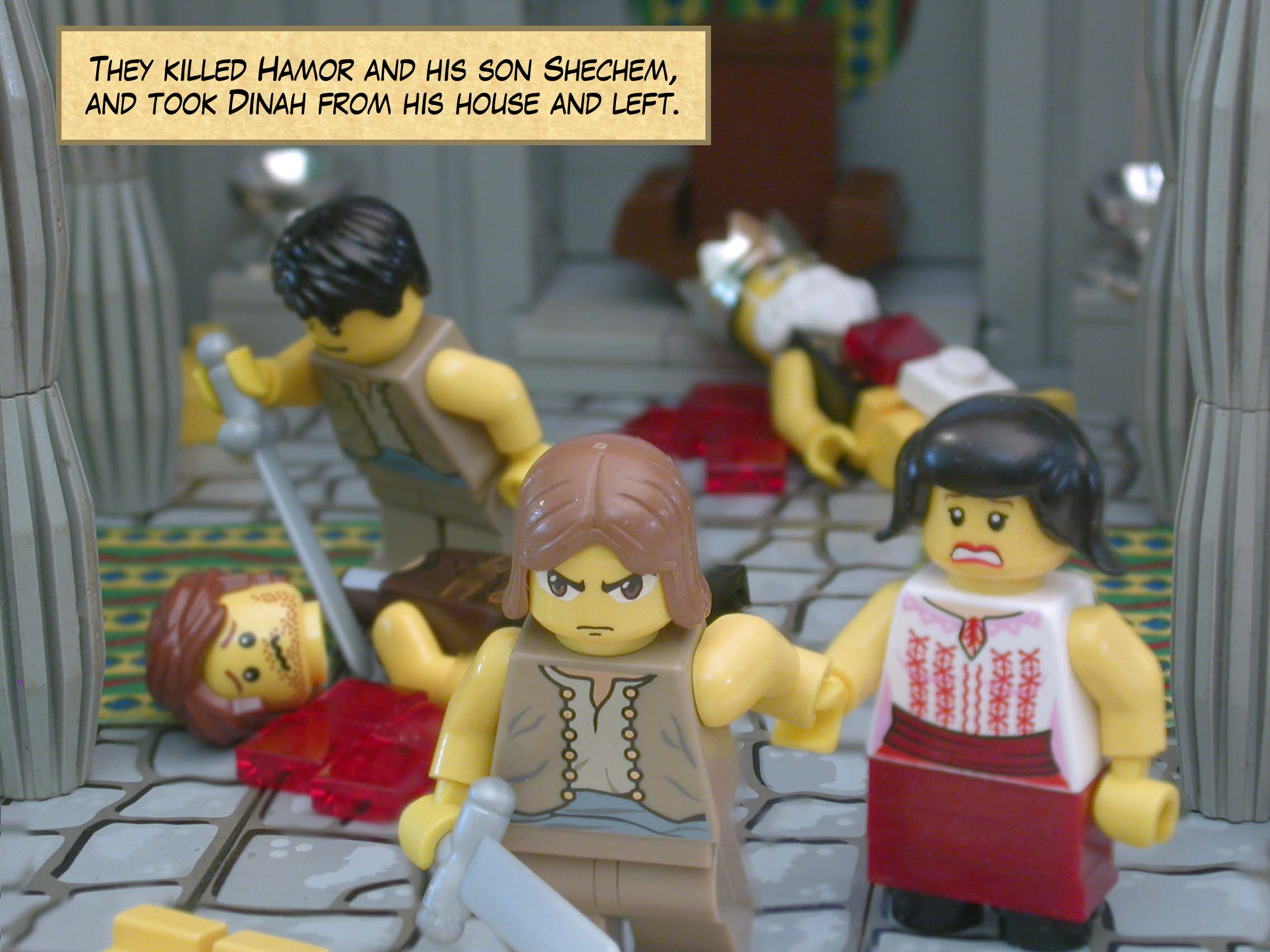 They killed Hamor and his son Shechem, and took Dinah from his house and left.