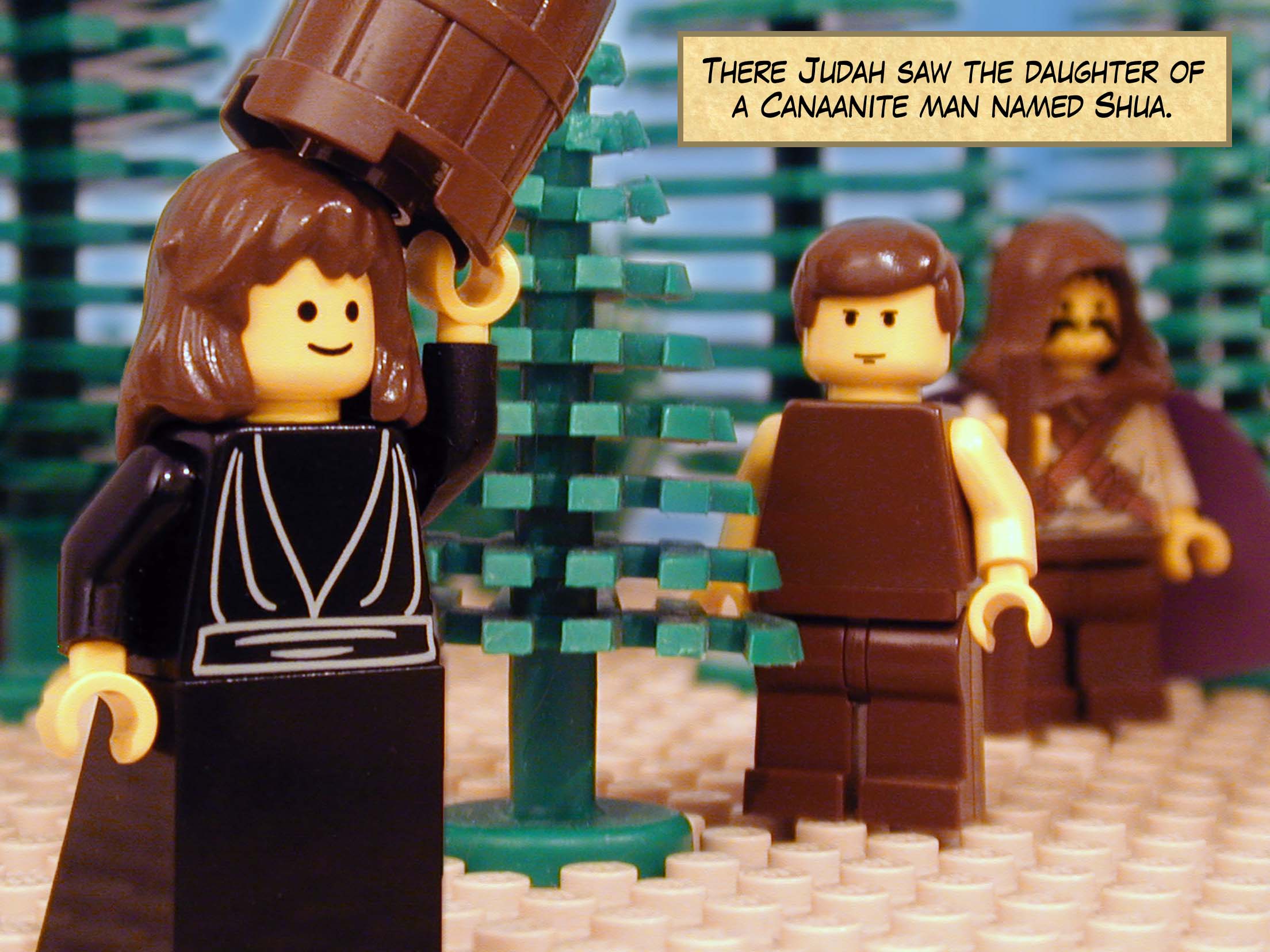 There Judah saw the daughter of a Canaanite man named Shua.