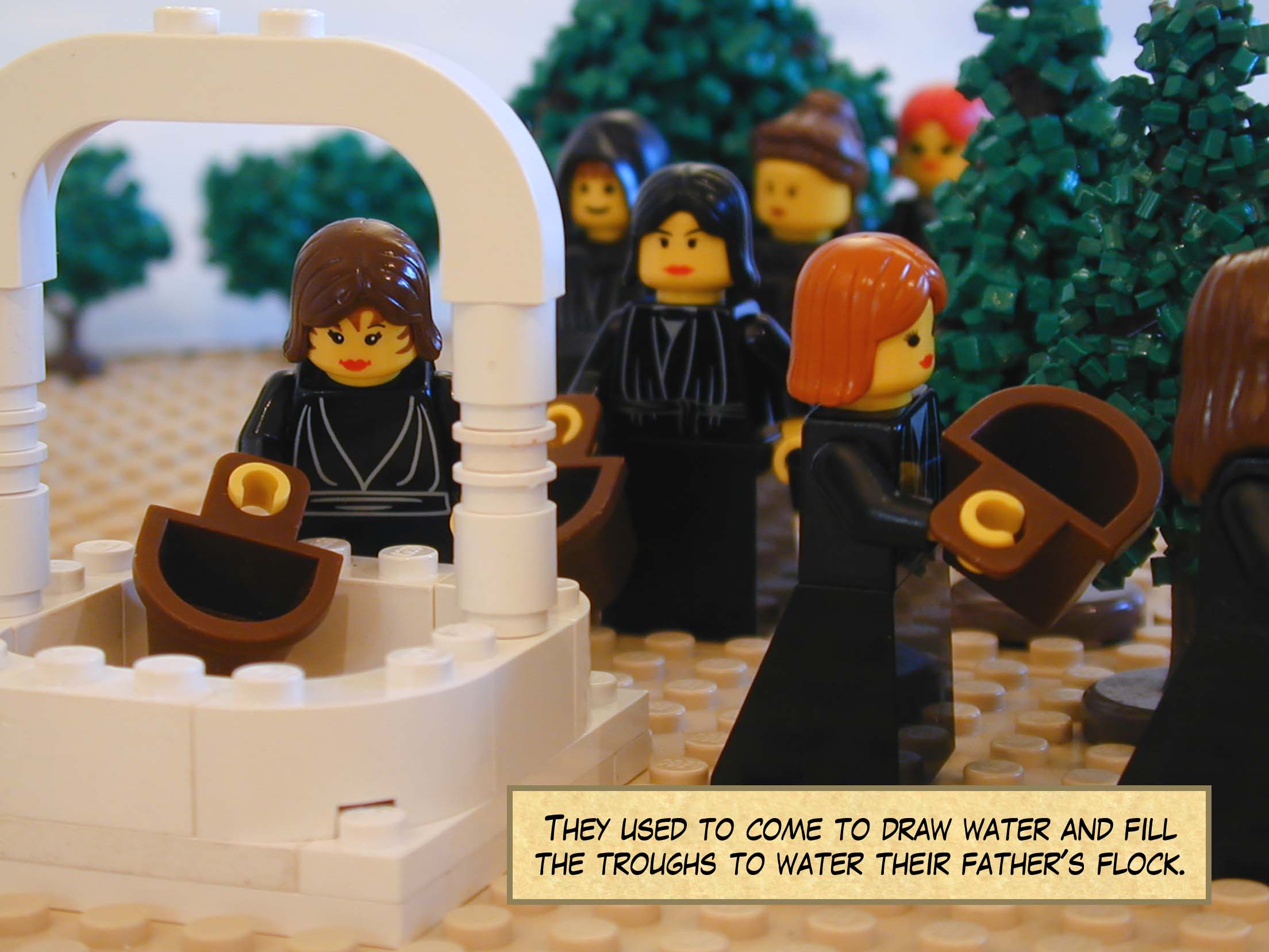 They used to come to draw water and fill the troughs to water their father's flock.