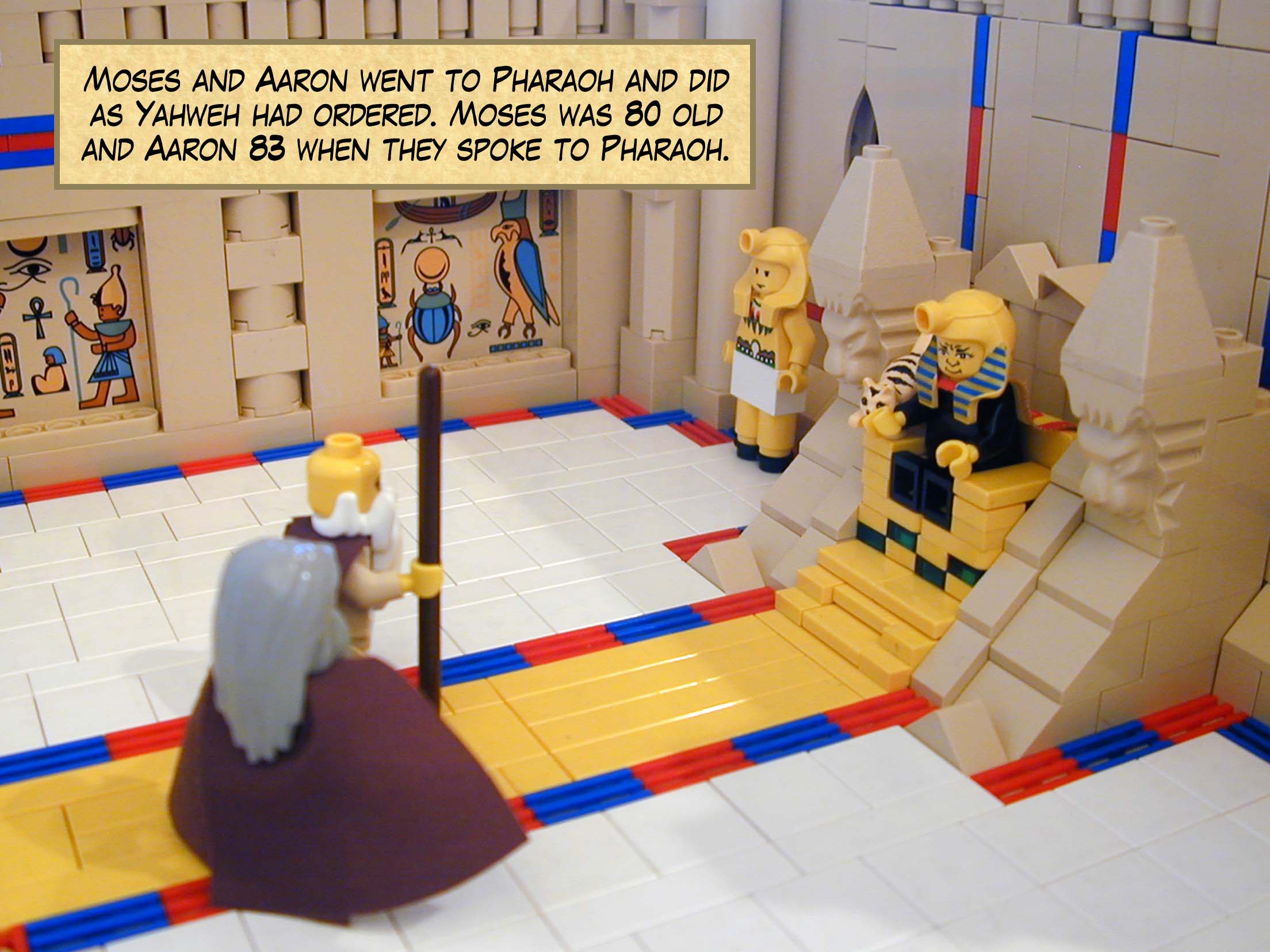 Moses and Aaron went to Pharaoh and did as Yahweh had ordered. Moses was 80 years old and Aaron 83 when they spoke to Pharaoh.