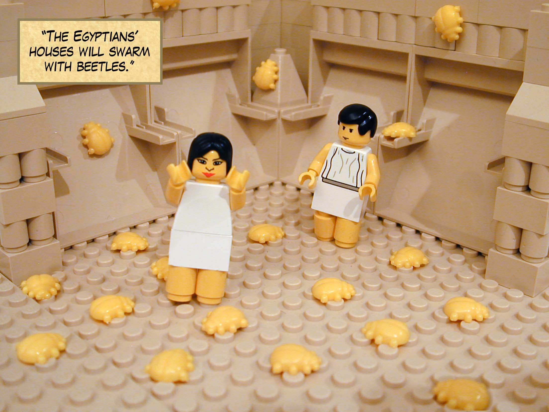 The Egyptians' houses will swarm with beetles.