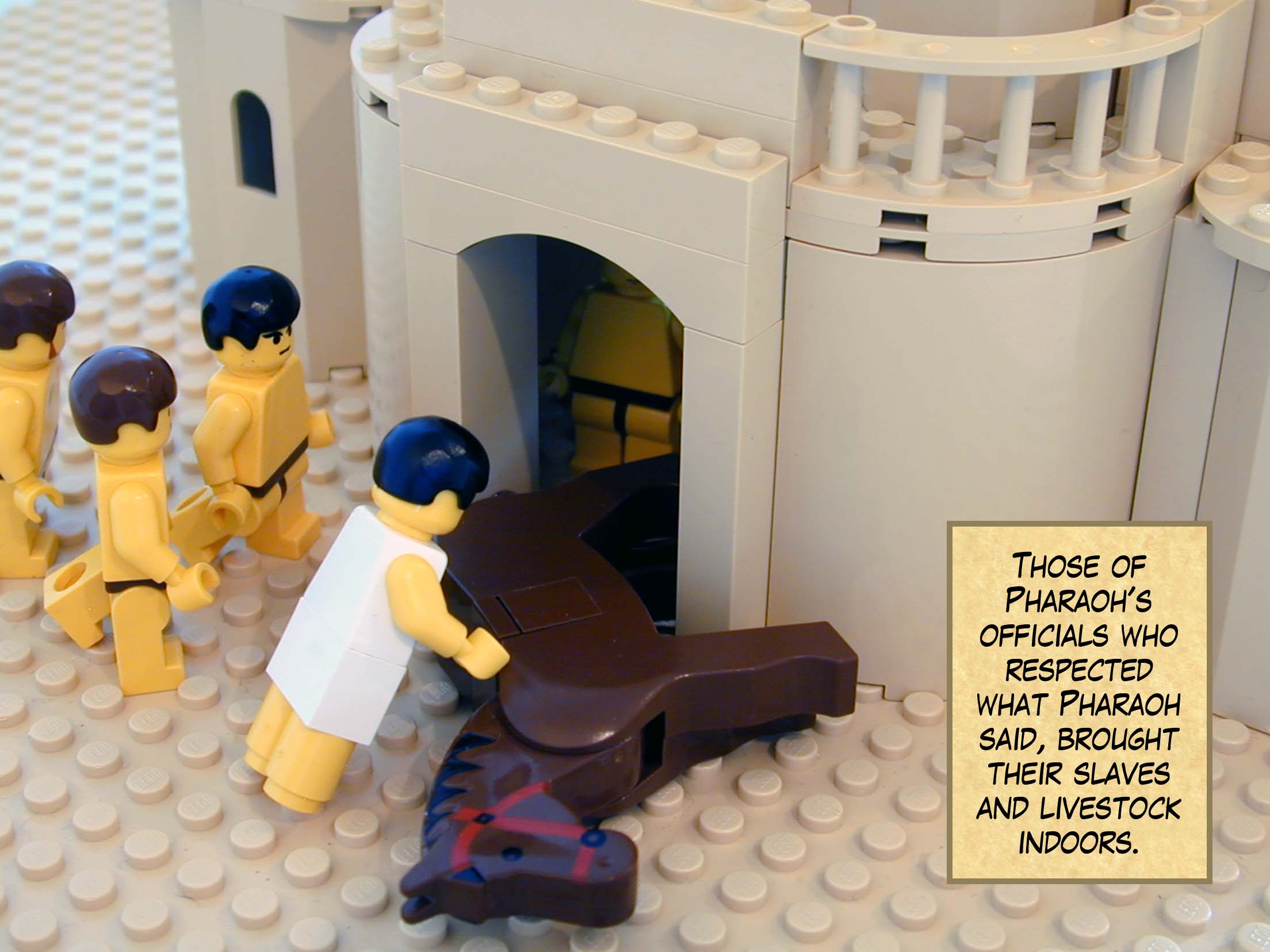 Those of Pharaoh's officials who respected what Pharaoh said , brought their slaves and livestock indoors.