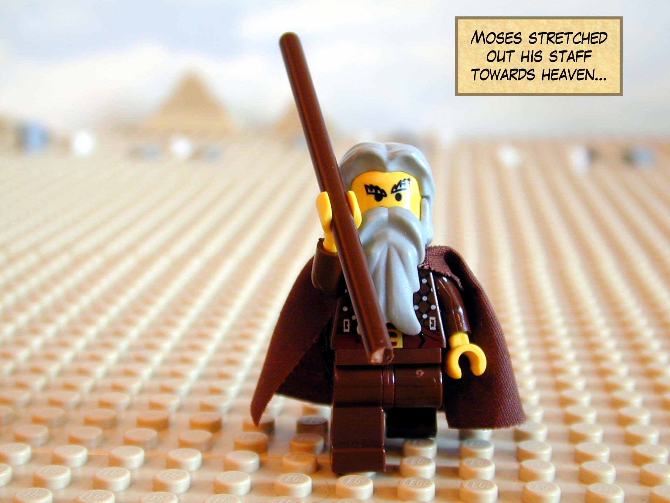 Moses stretched out his staff towards heaven...