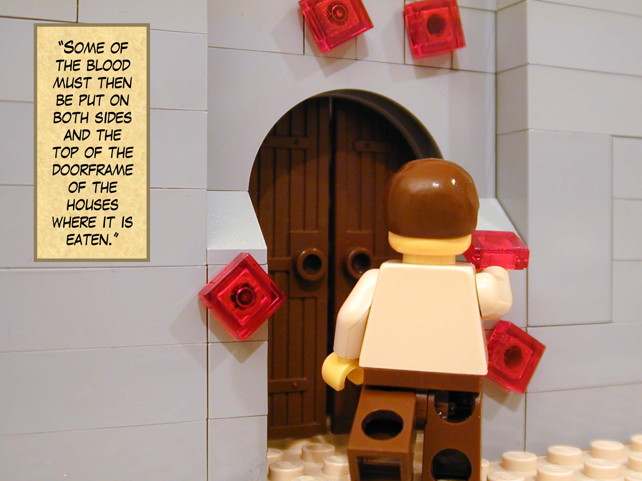 'Some of the blood must then be put on both sides and the top of the doorframe of the houses where it is eaten.'