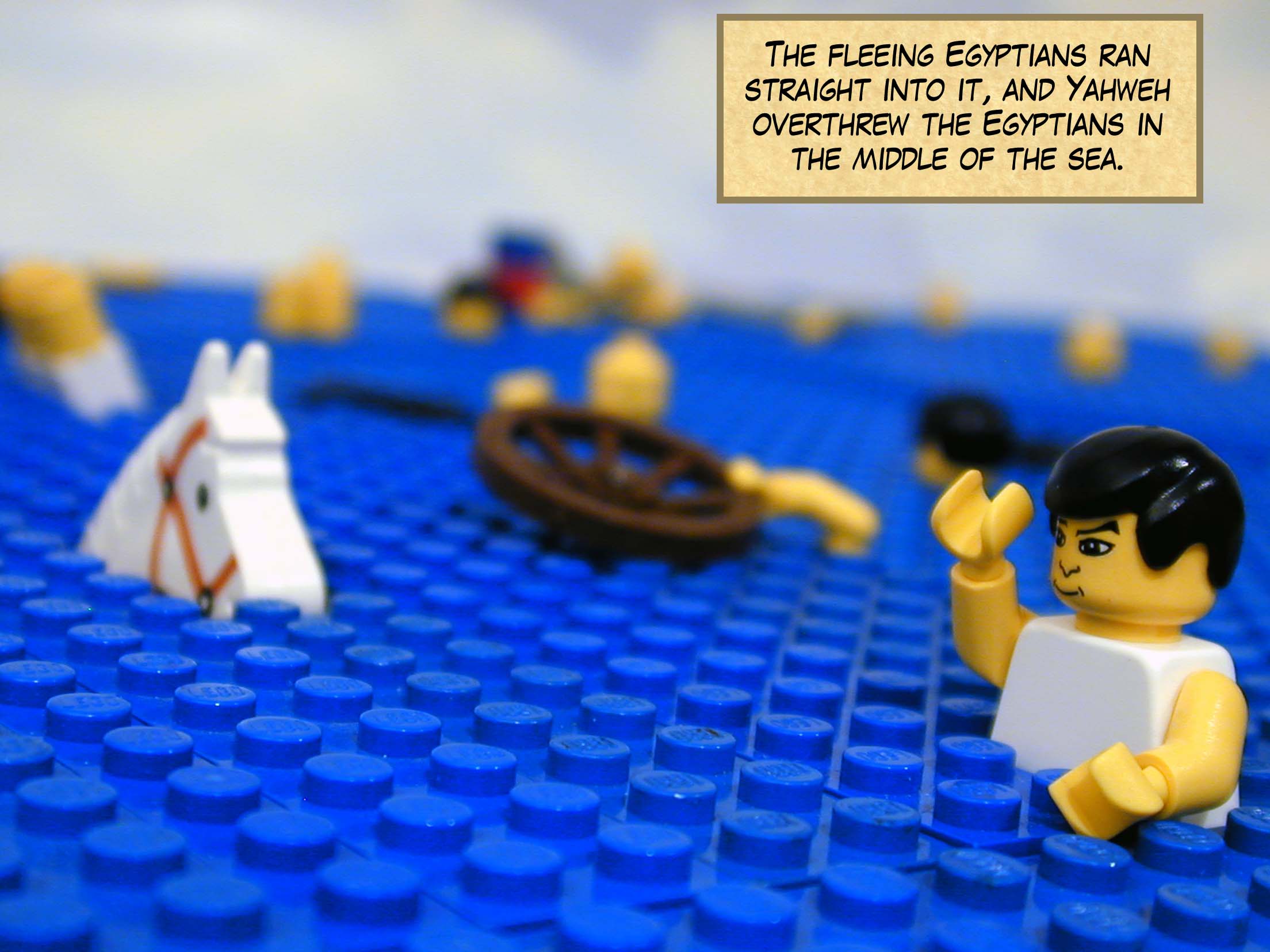 The fleeing Egyptians ran straight into it, and Yahweh overthrew the Egyptians in the middle of the sea.