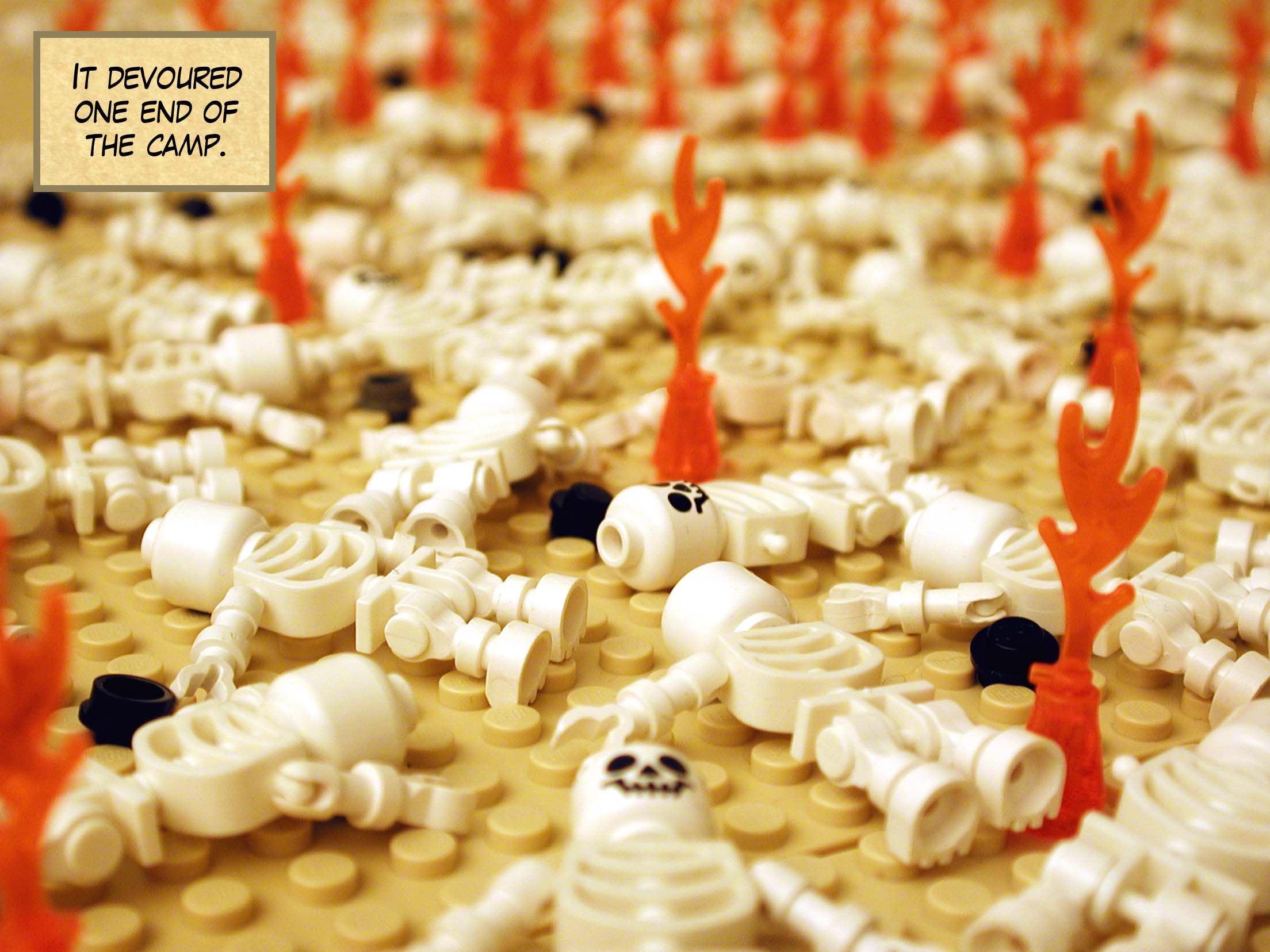 It devoured one end of the camp.