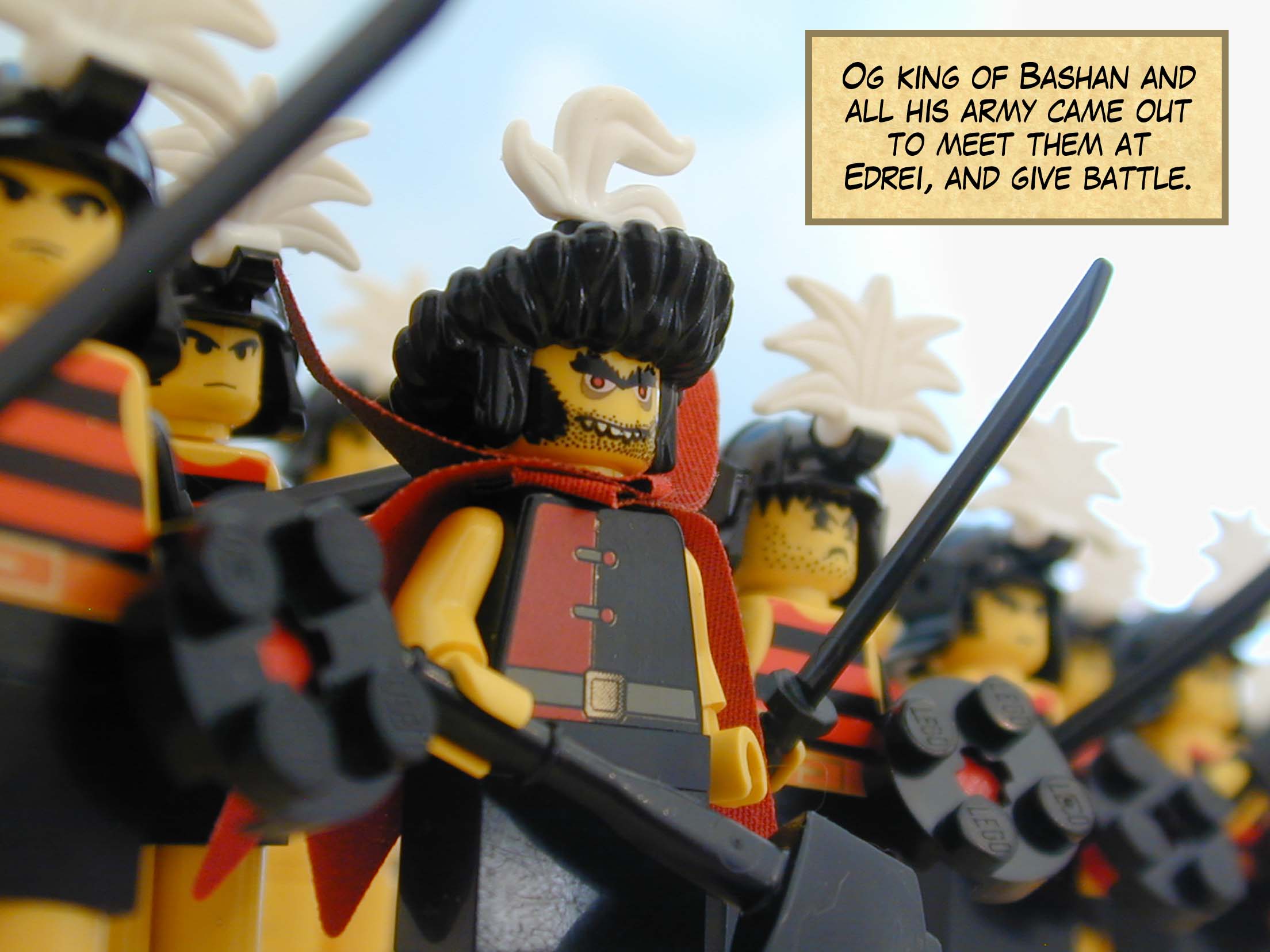 Og king of Bashan and all his army came out to meet them at Edrei, and give battle.