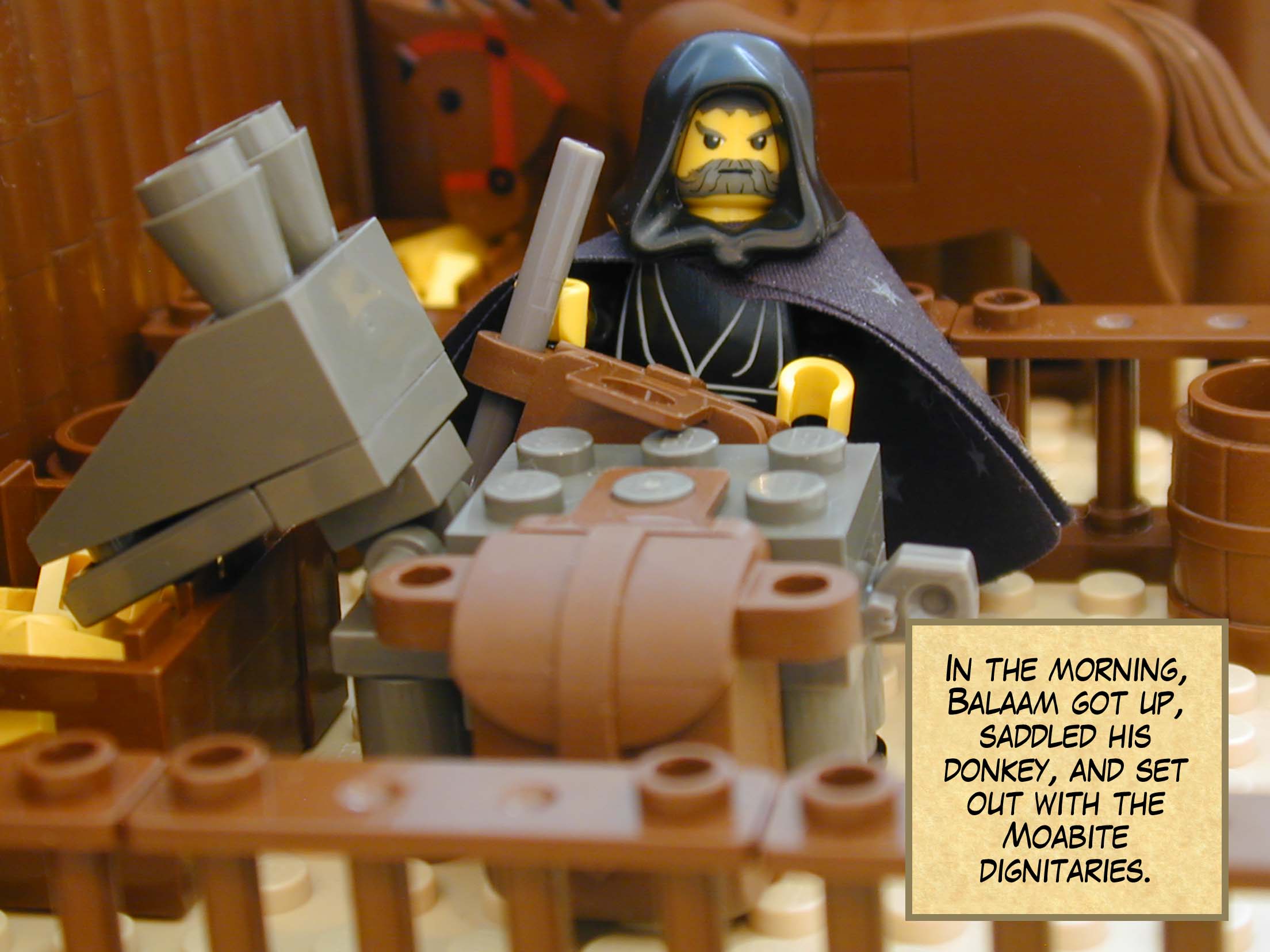 In the morning, Balaam got up, saddled his donkey, and set out with the Moabite dignitaries.