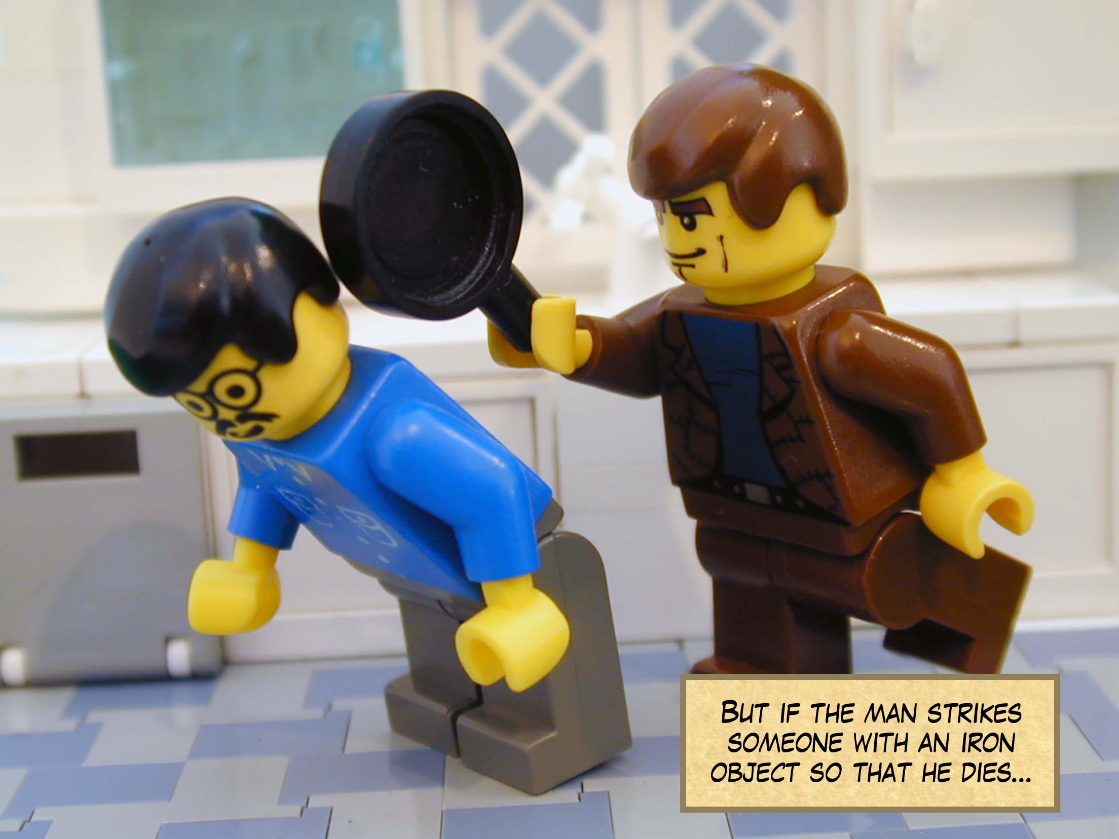 'But if the man struck someone with an iron object so that he dies...'